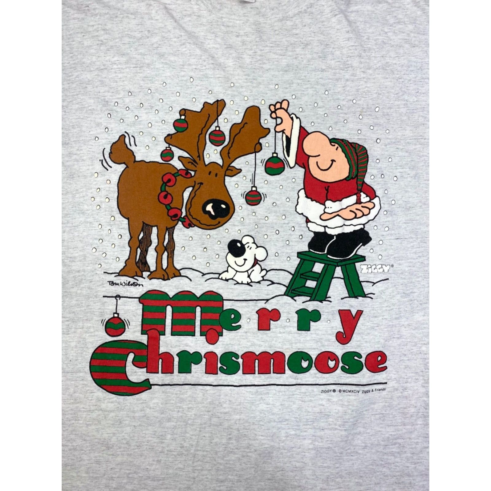 Vintage VINTAGE Heartland Merry Chrismoose T Shirt XL Gray USA Christmas Men's Short Sleeve Crew Neck T-Shirt USA Holiday Graphic Print Size US XL / EU 56 / 4 - 2 Thumbnail