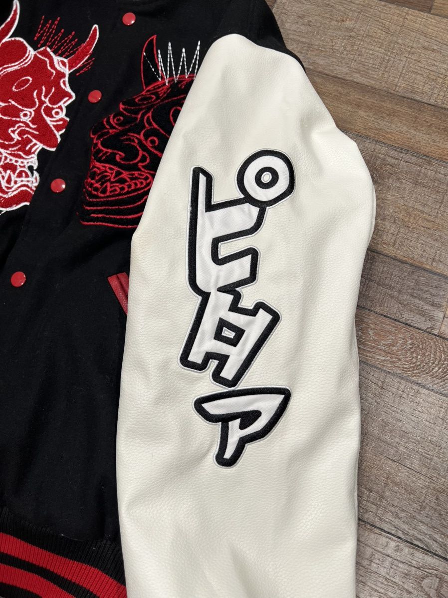 Smoke Rise Smoke Rise Oni Demon Varsity Jacket Black/Red/Cream Size US XL / EU 56 / 4 - 4 Thumbnail