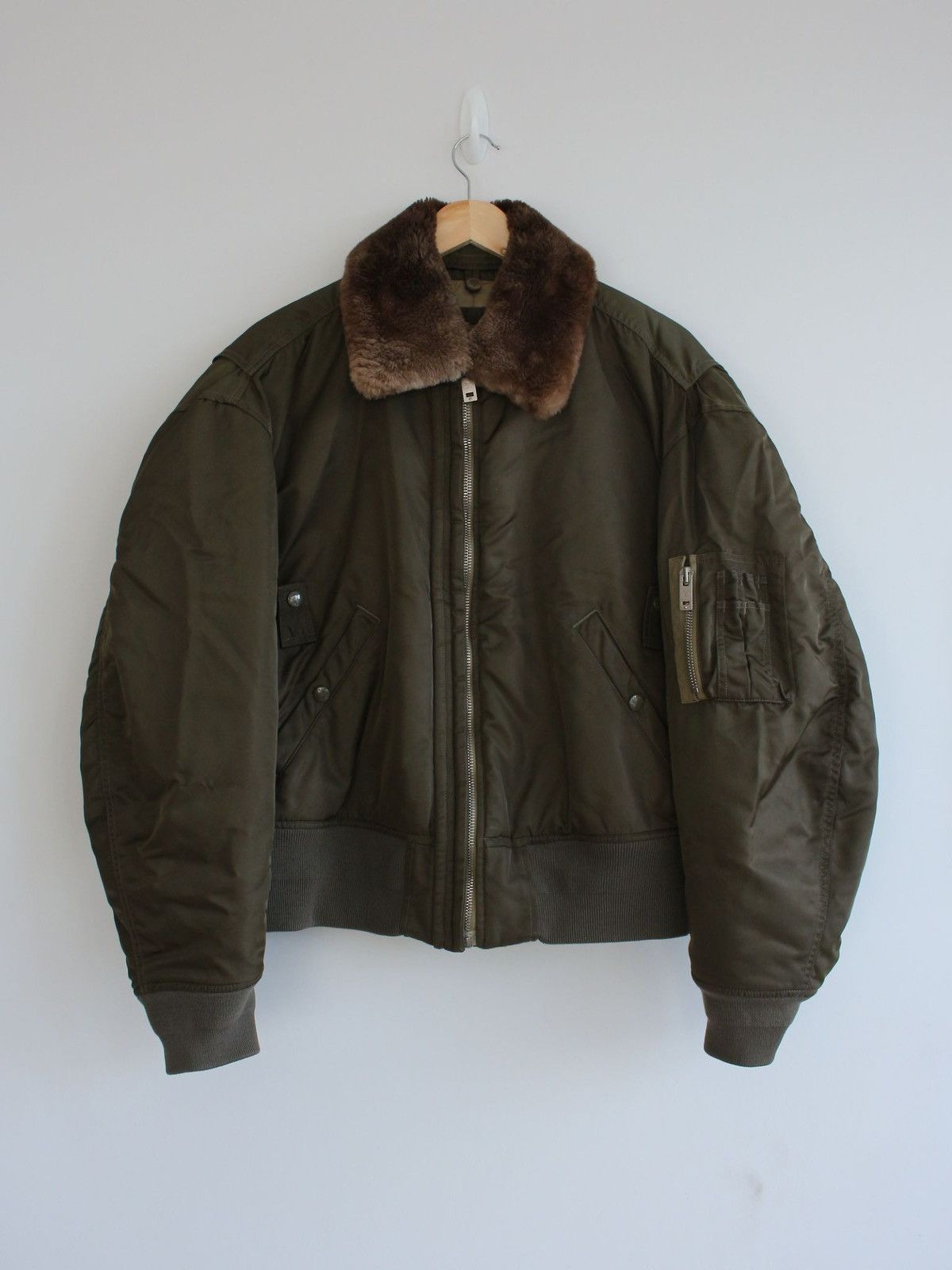 Pre-owned Louis Vuitton X Marc Jacobs Louis Vuitton Fall 2004 Fur Collar Bomber Jacket In Green