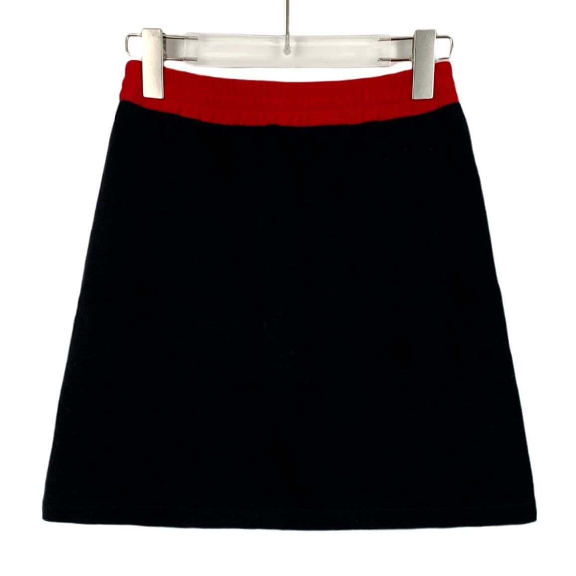 Miu Miu H11460 Miu Miu Womens Black Mini Skirt With Red Waistband & Size 27" / US 4 / IT 40 - 2 Thumbnail