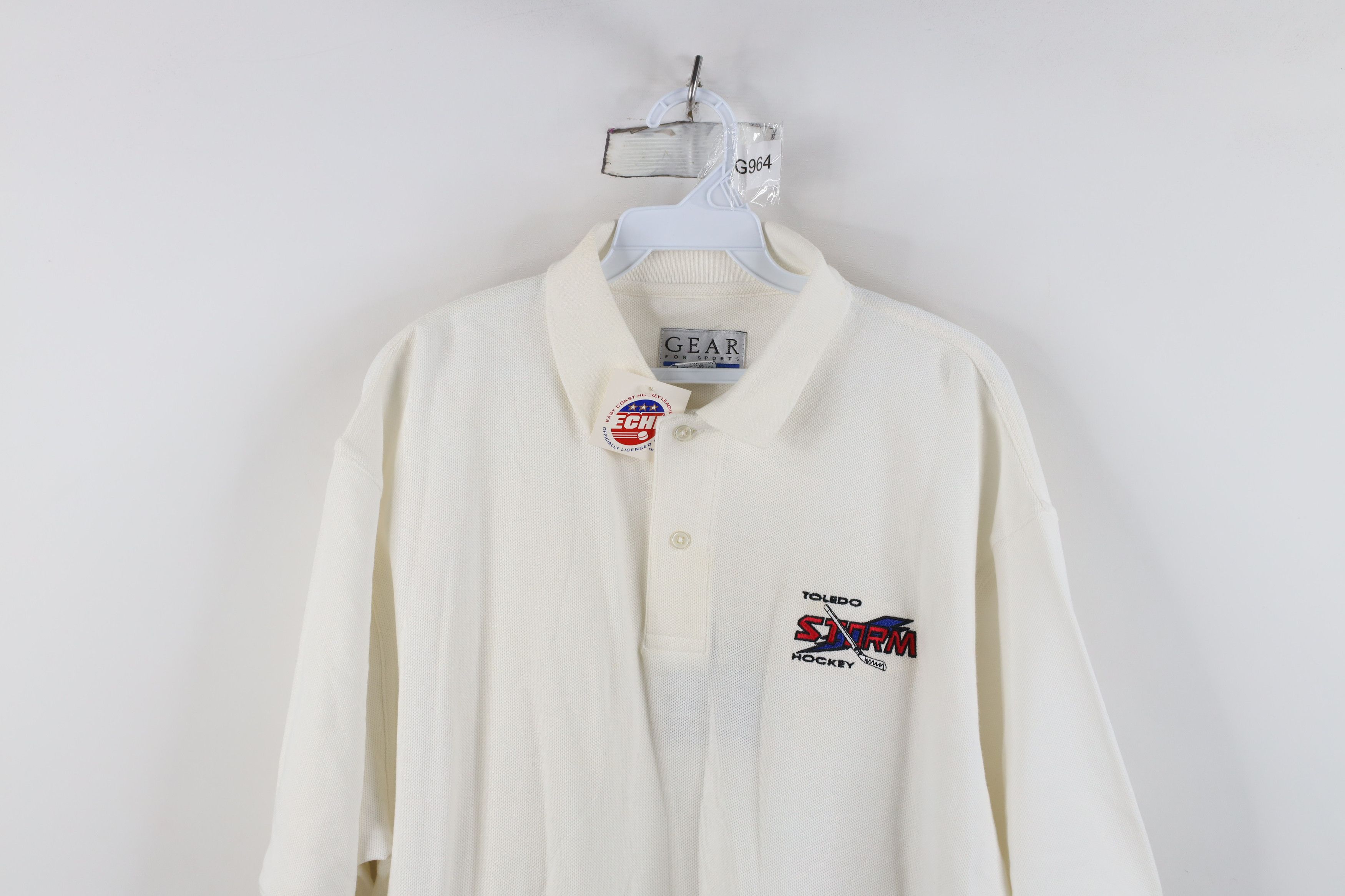 Vintage Deadstock Vintage 90s Storm Hockey Golf Polo Shirt White Size US L / EU 52-54 / 3 - 2 Thumbnail