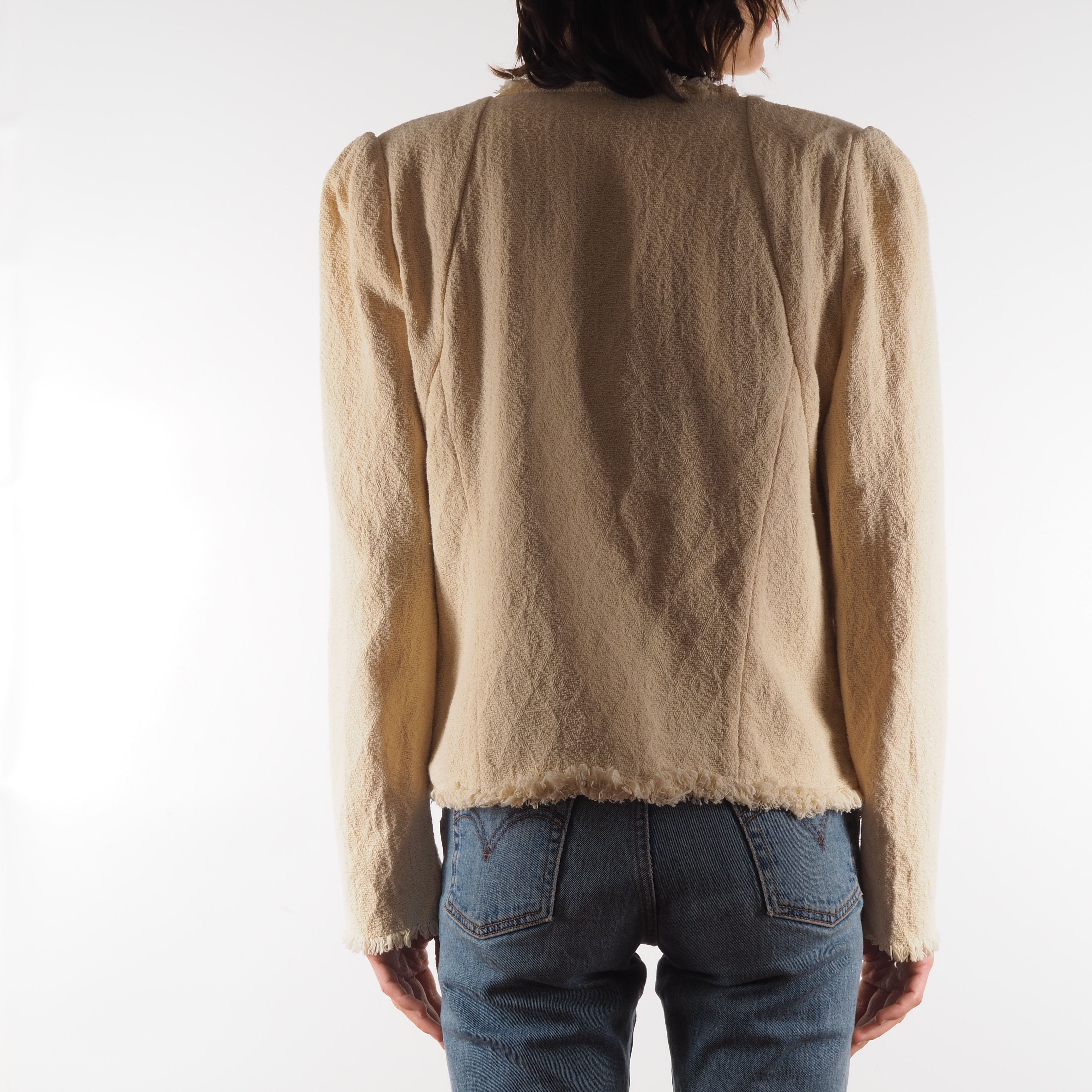 Iro IRO Rosia Tweed Knit Cotton Beige Ivory Jacket Blazer Size M / US 6-8 / IT 42-44 - 3 Thumbnail