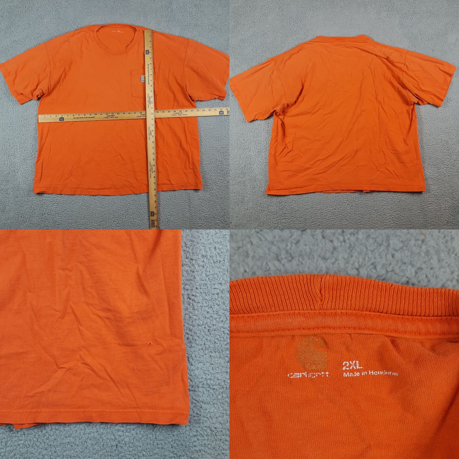 Carhartt VINTAGE Carhartt Shirt 2XL Orange Distressed CH Logo Pocket Tee Mens 90s Grunge Workwear Size US XXL / EU 58 / 5 - 8 Thumbnail