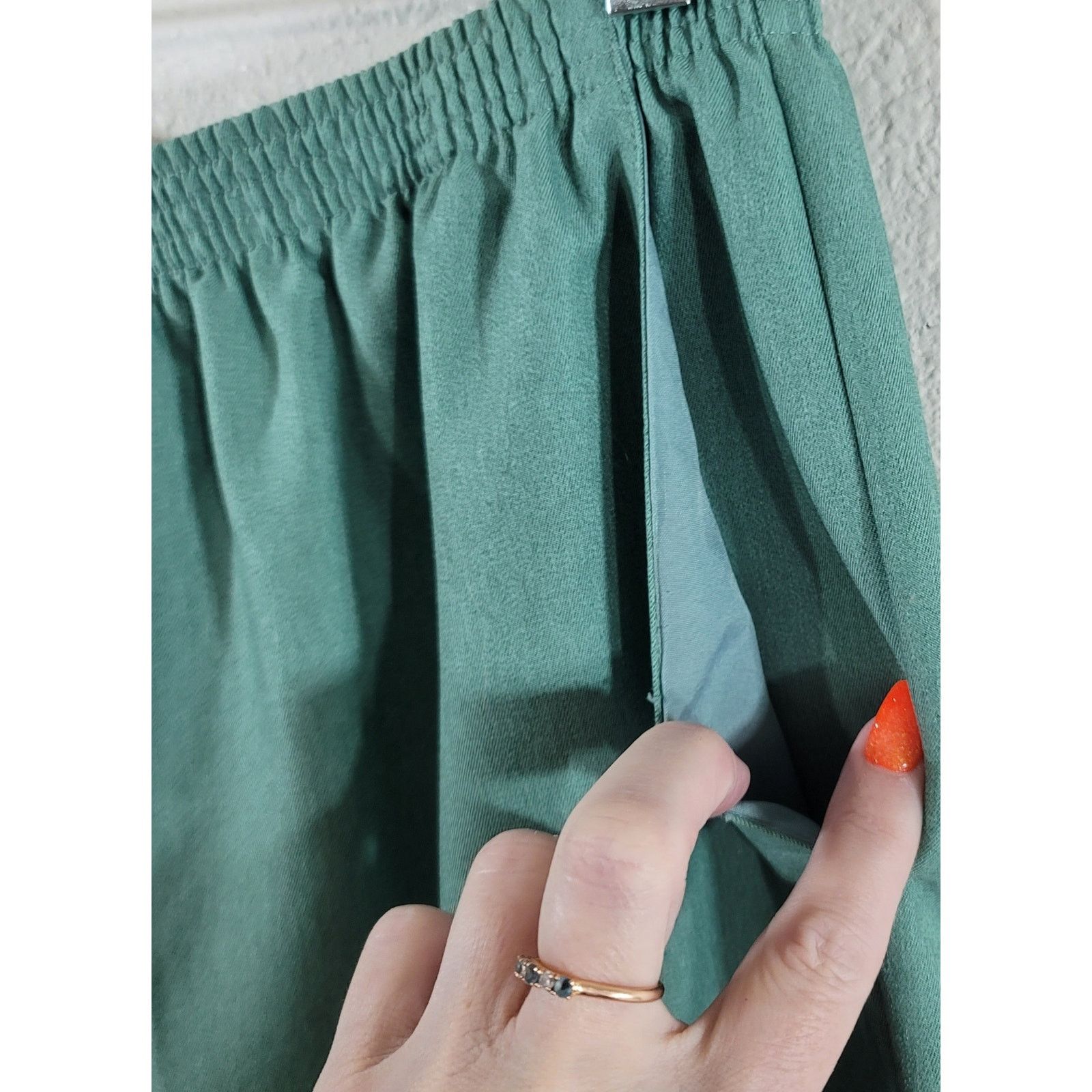 Other Draper's & Damon's Green Elastic Waist Pull Dress Pants 12P Size 34" / US 12 / IT 48 - 6 Thumbnail