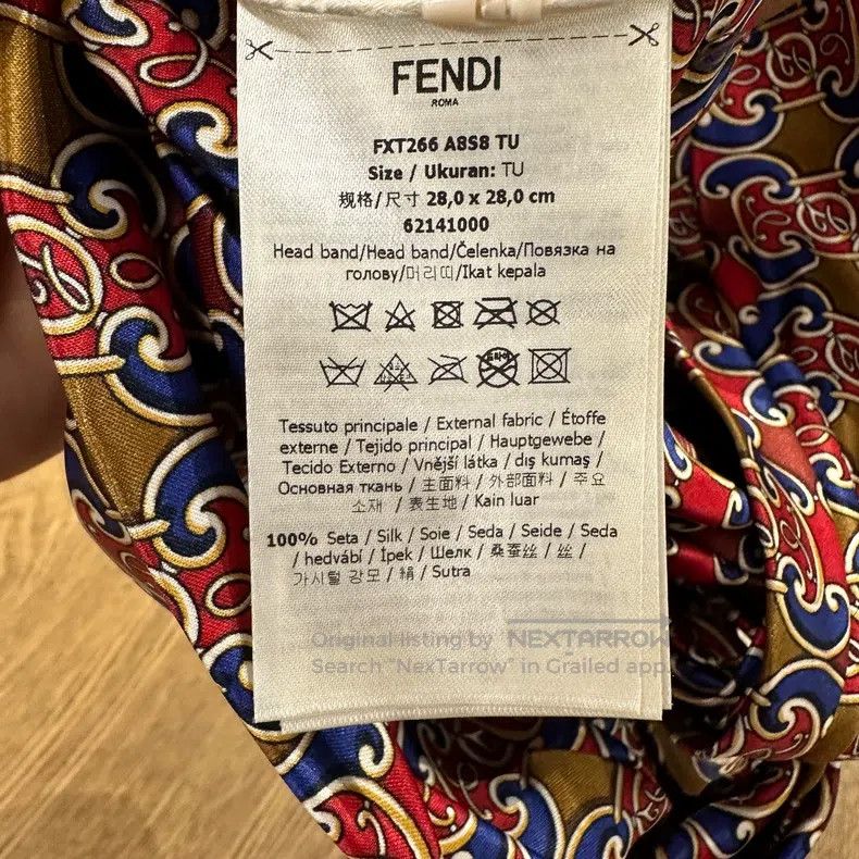 Fendi Fendi size 28*28cm Full-print silk elastic hairband Size ONE SIZE - 4 Thumbnail
