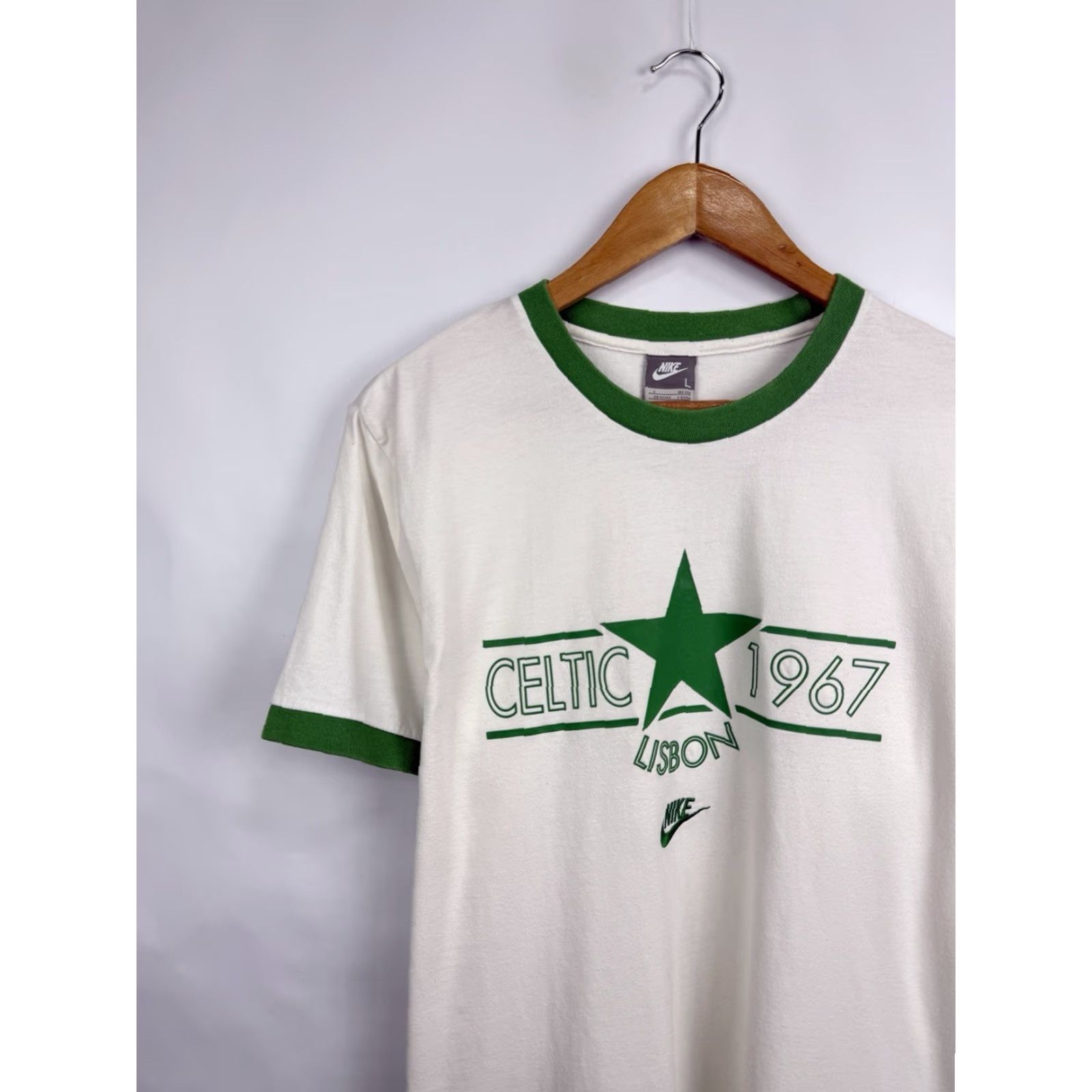Nike VINTAGE Nike T-Shirt Celtic 1967 Lisbon Rare Retro White L Mens Size US L / EU 52-54 / 3 - 3 Thumbnail