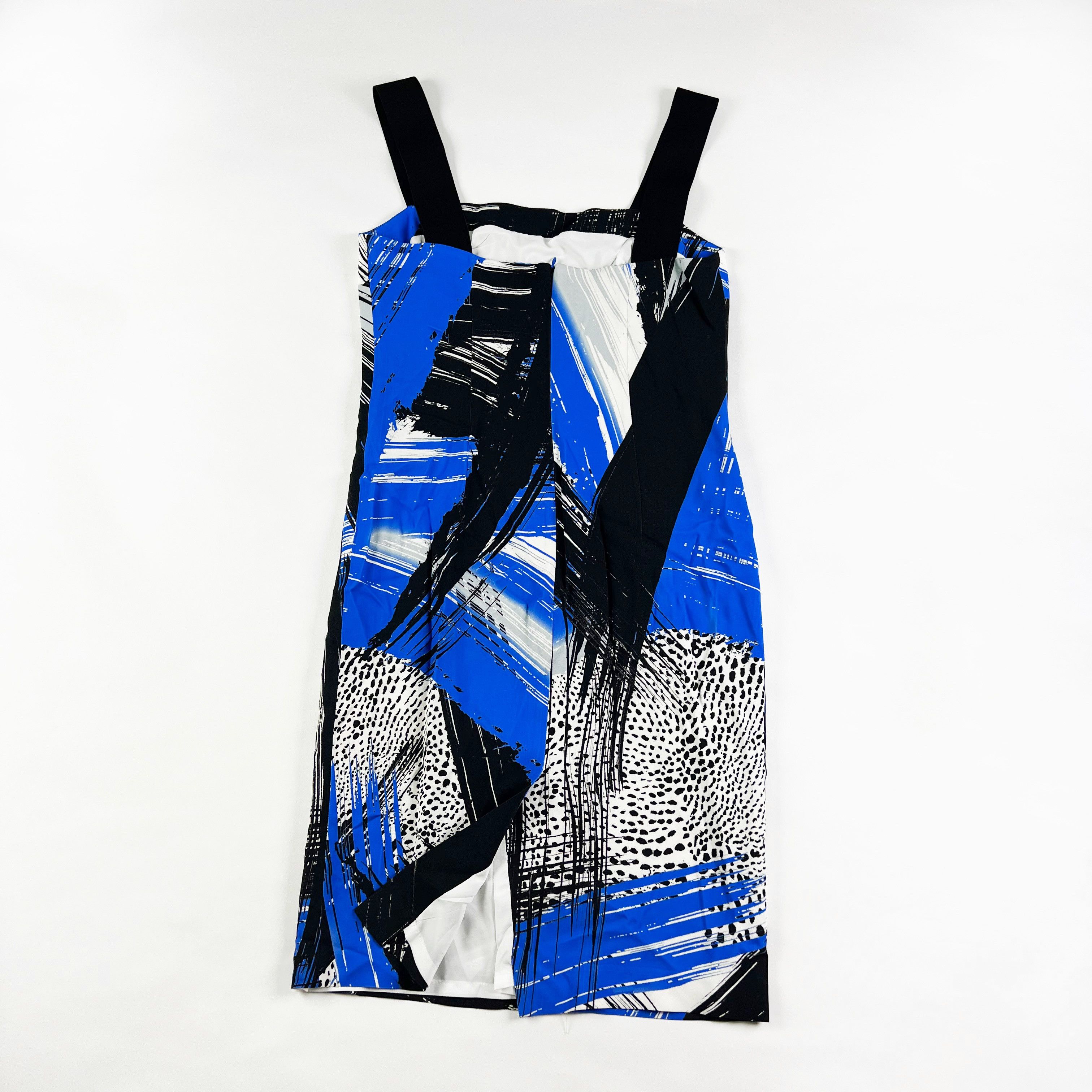MILLY Milly Women's Blue Black White Geometric Hatch Size M / US 6-8 / IT 42-44 - 4 Thumbnail