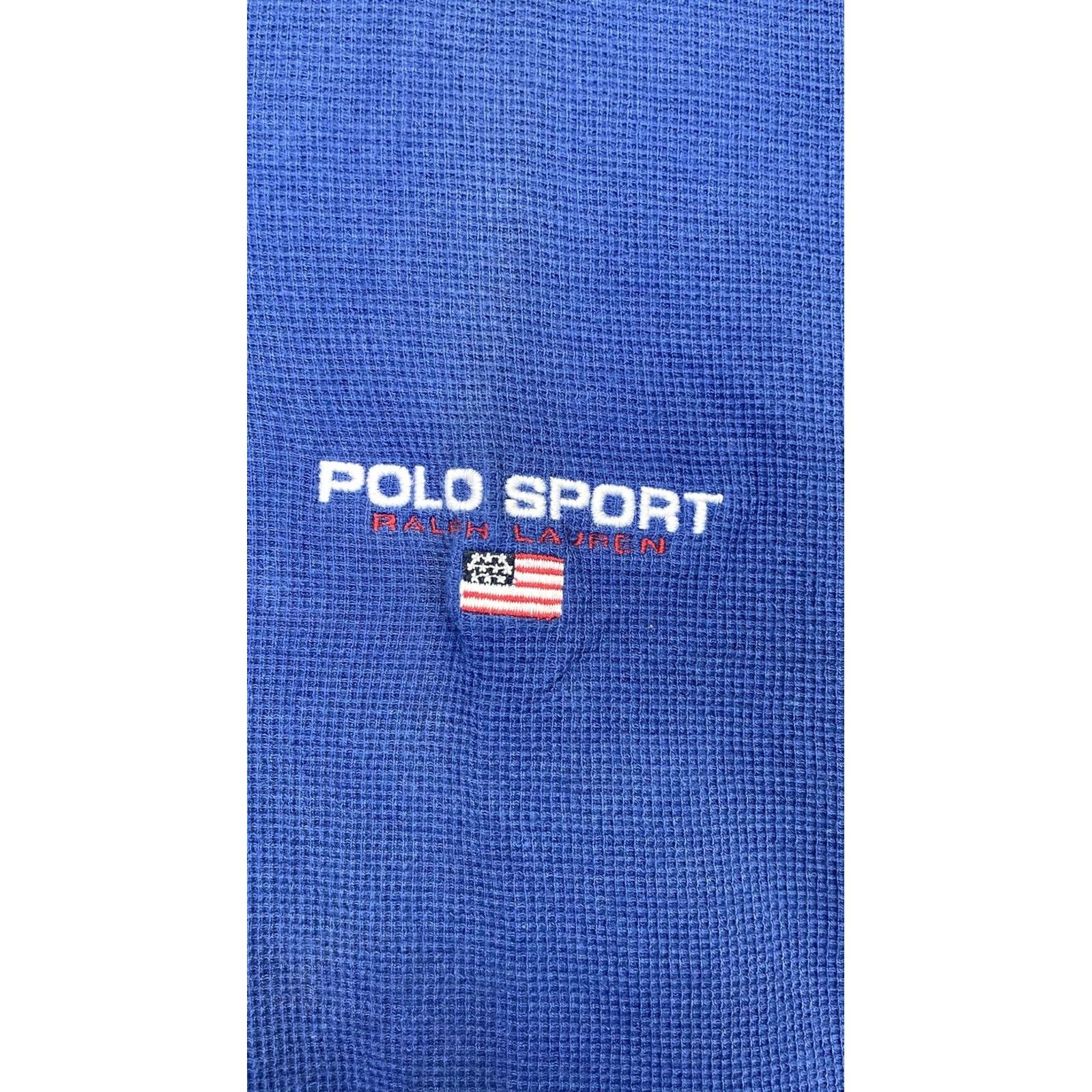 Polo Ralph Lauren Polo Sport Ralph Lauren Polo Shirt Mens XL Blue Red Trim Embroidered Flag Knit Size US XL / EU 56 / 4 - 2 Thumbnail