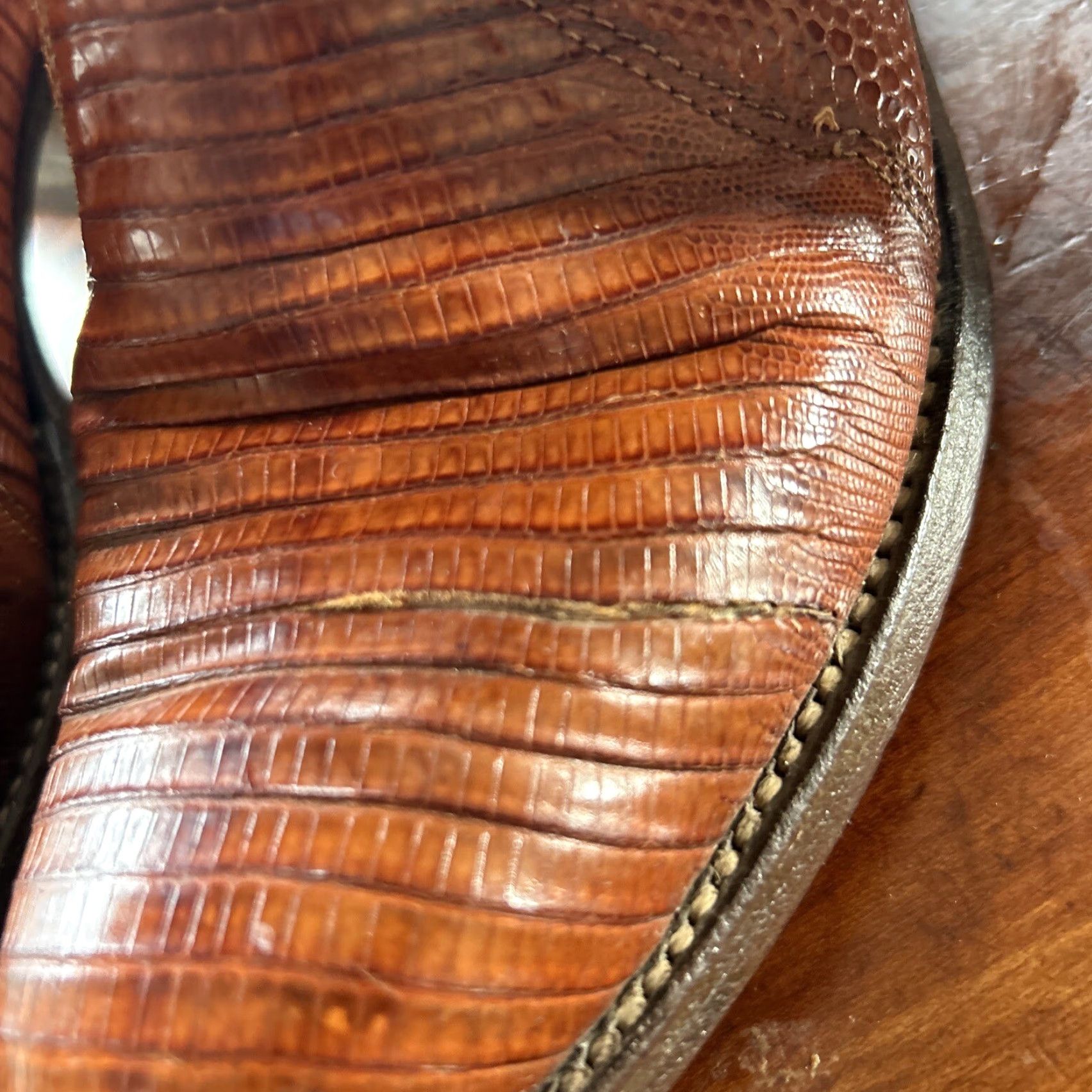 Skin Nacona Boots Lizard Skin Western Cowboy Boot Size 5.5 Congac Leather Women’s Unisex Adults Size US 5.5 / IT 35.5 - 3 Thumbnail