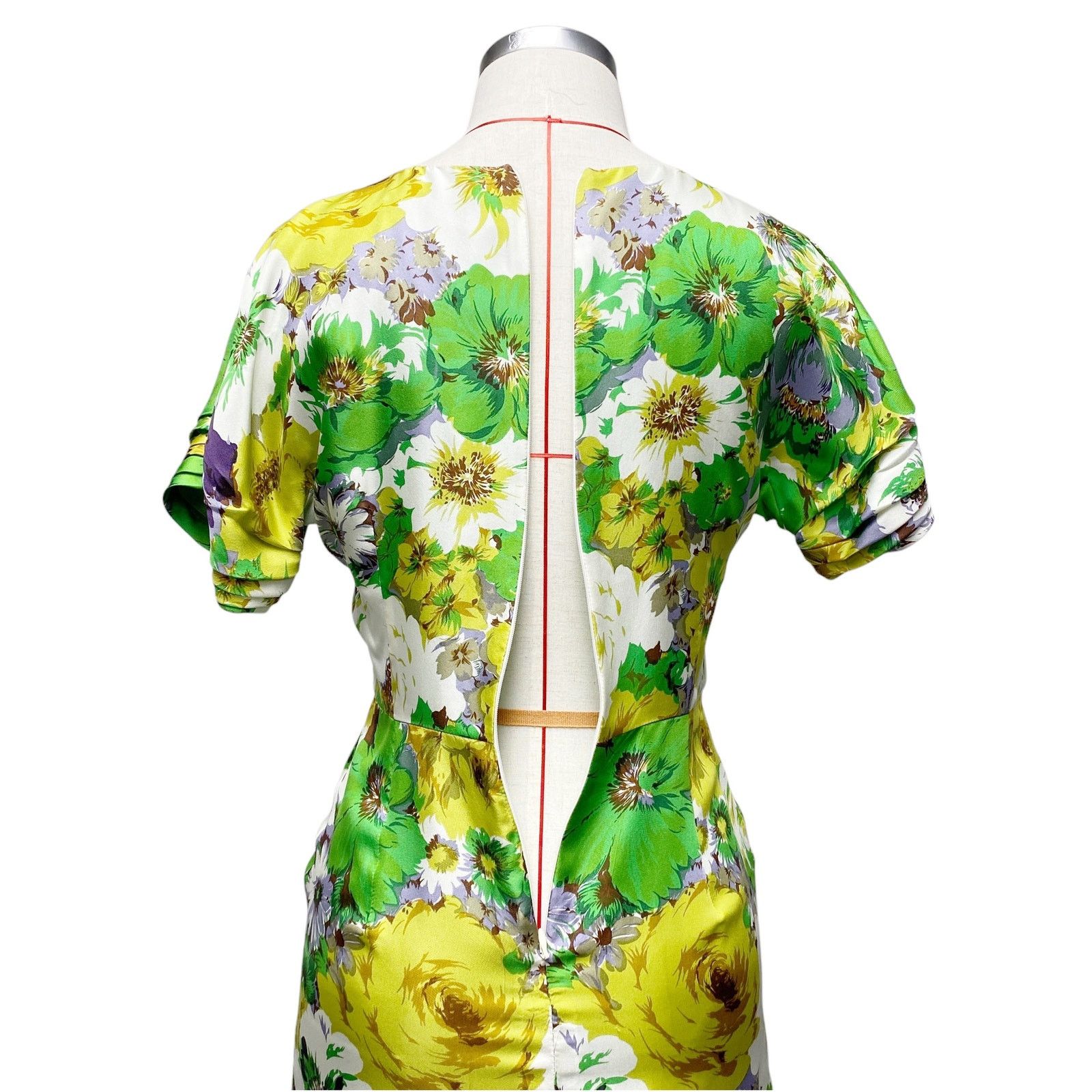 Blumarine Blumarine Womens Size 4 Green Floral Silk Short Sleeve Dress Size S / US 4 / IT 40 - 9 Thumbnail