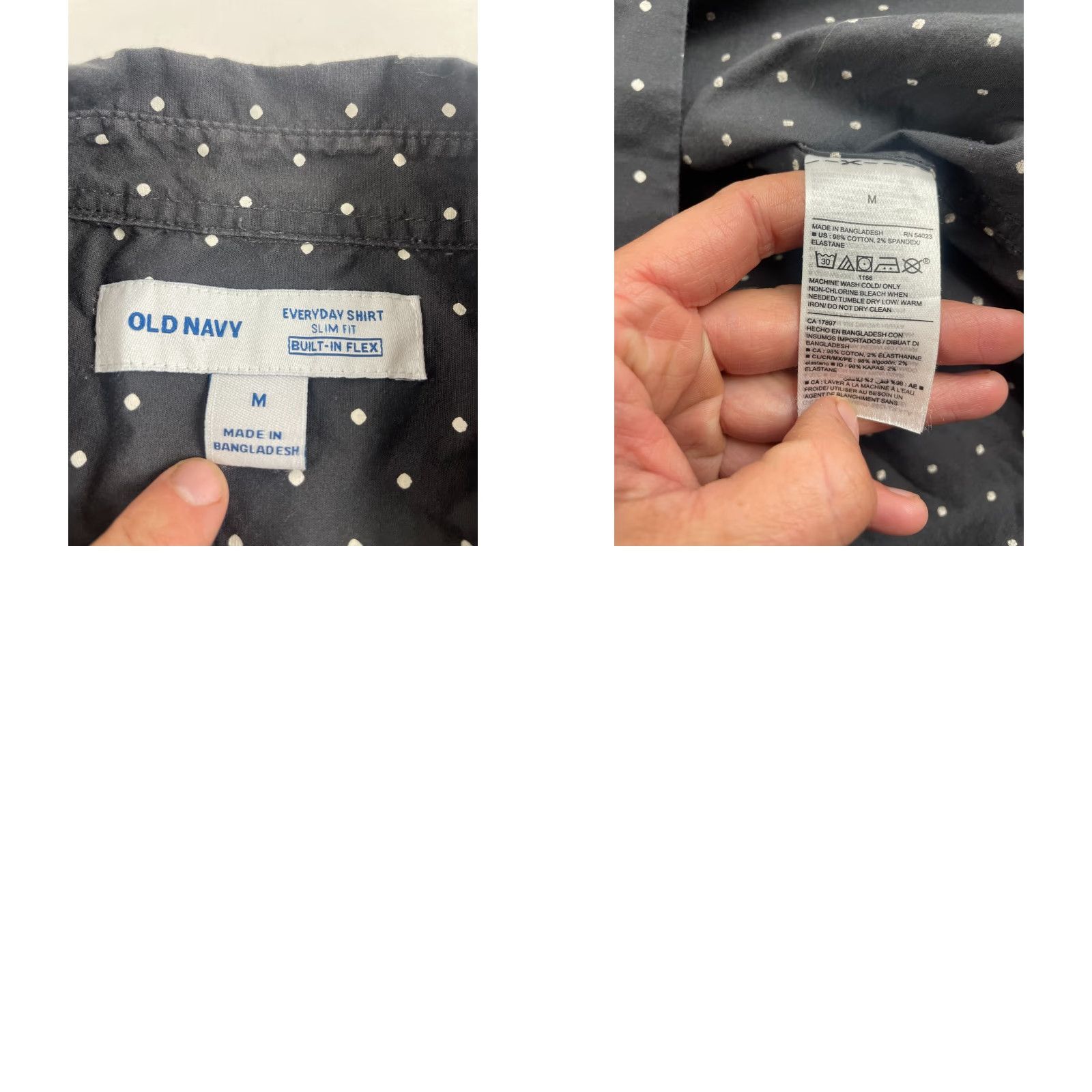 Old Navy Old Navy Shirt Men's Size M White Gray Button Down Long Slv Slim Fit Polka Dot Size US M / EU 48-50 / 2 - 8 Thumbnail