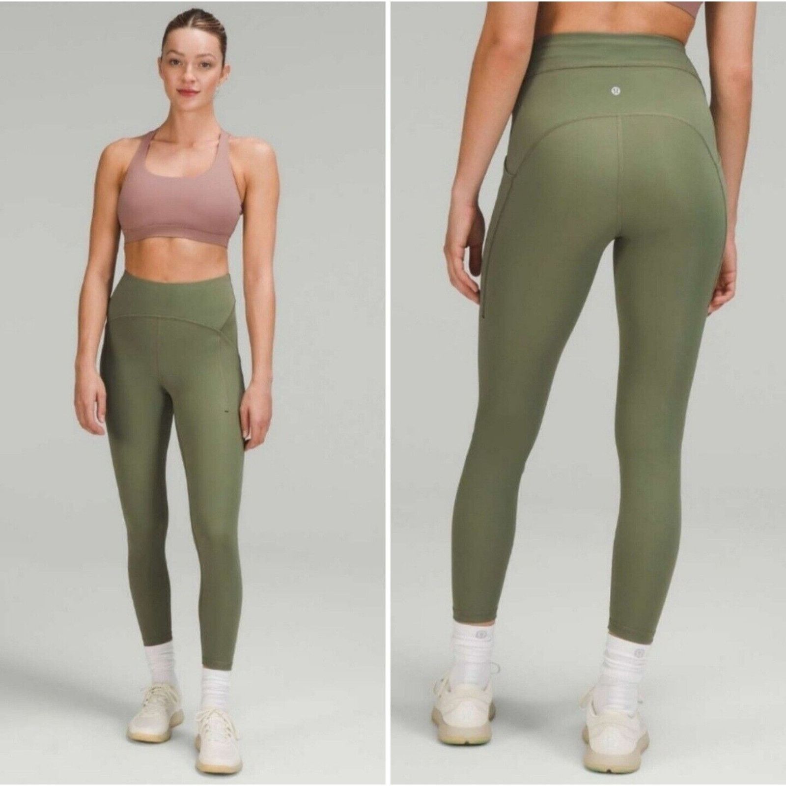 Lululemon Lululemon Women's Power Thru High-Rise Green Twill Tight 24" Size 27" / US 4 / IT 40 - 1 Thumbnail
