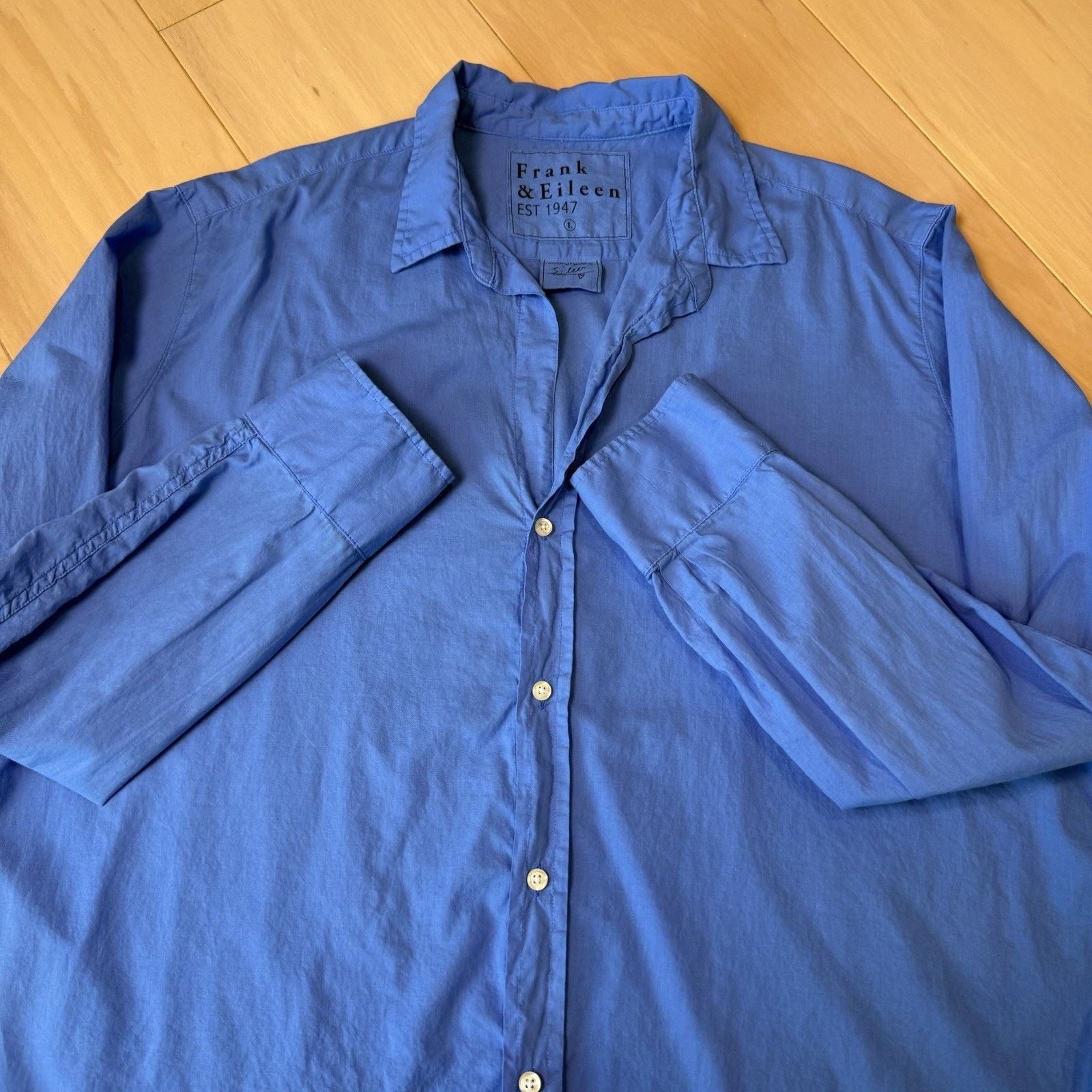 Frank & Eileen Frank & Eileen Shirt Women's Large Blue Cotton Button Up Size L / US 10 / IT 46 - 5 Thumbnail