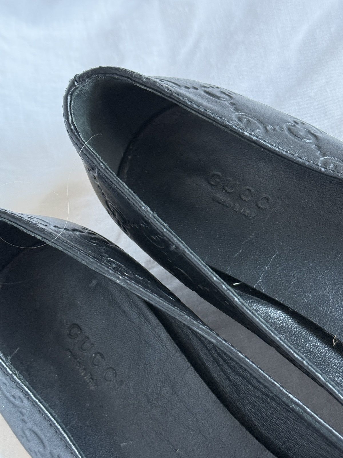 Gucci Gucci Black Leather Monogram Web Ballet Flats Size US 8 / IT 38 - 6 Thumbnail