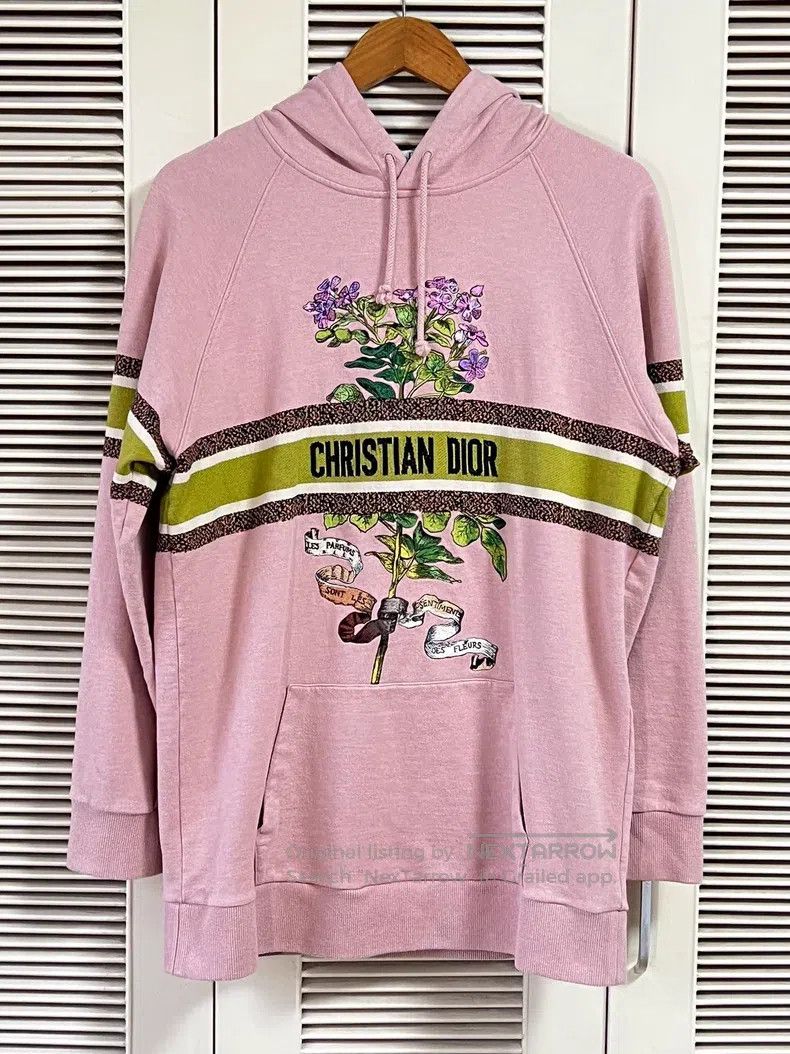 Dior Dior Pink floral embroidered hooded sweatshirt Size S / US 4 / IT 40 - 1 Thumbnail