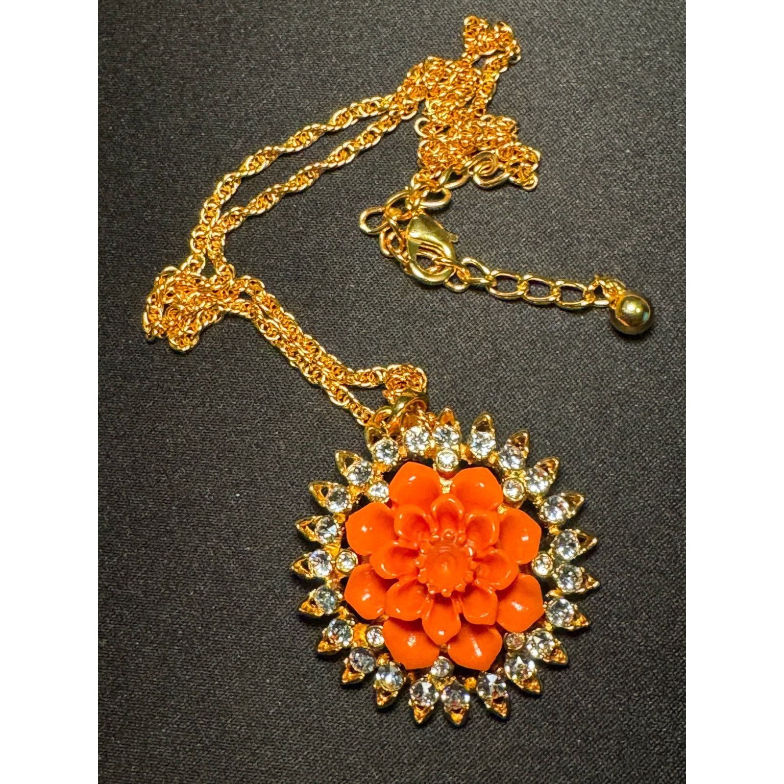 Other Vintage Kenneth Lane Orange Flower Crystals 22in Necklace Size ONE SIZE - 2 Thumbnail