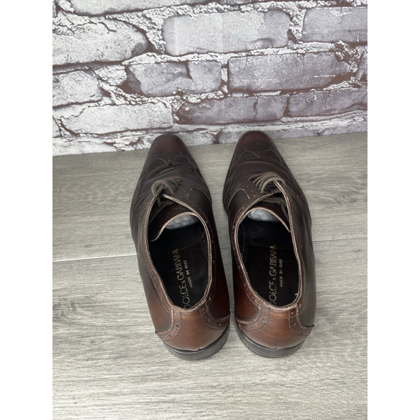 Dolce & Gabbana Dolce & Gabbana Brown Leather Oxfords Lace Up Wingtip Shoes Size US 7.5 / EU 40-41 - 6 Thumbnail
