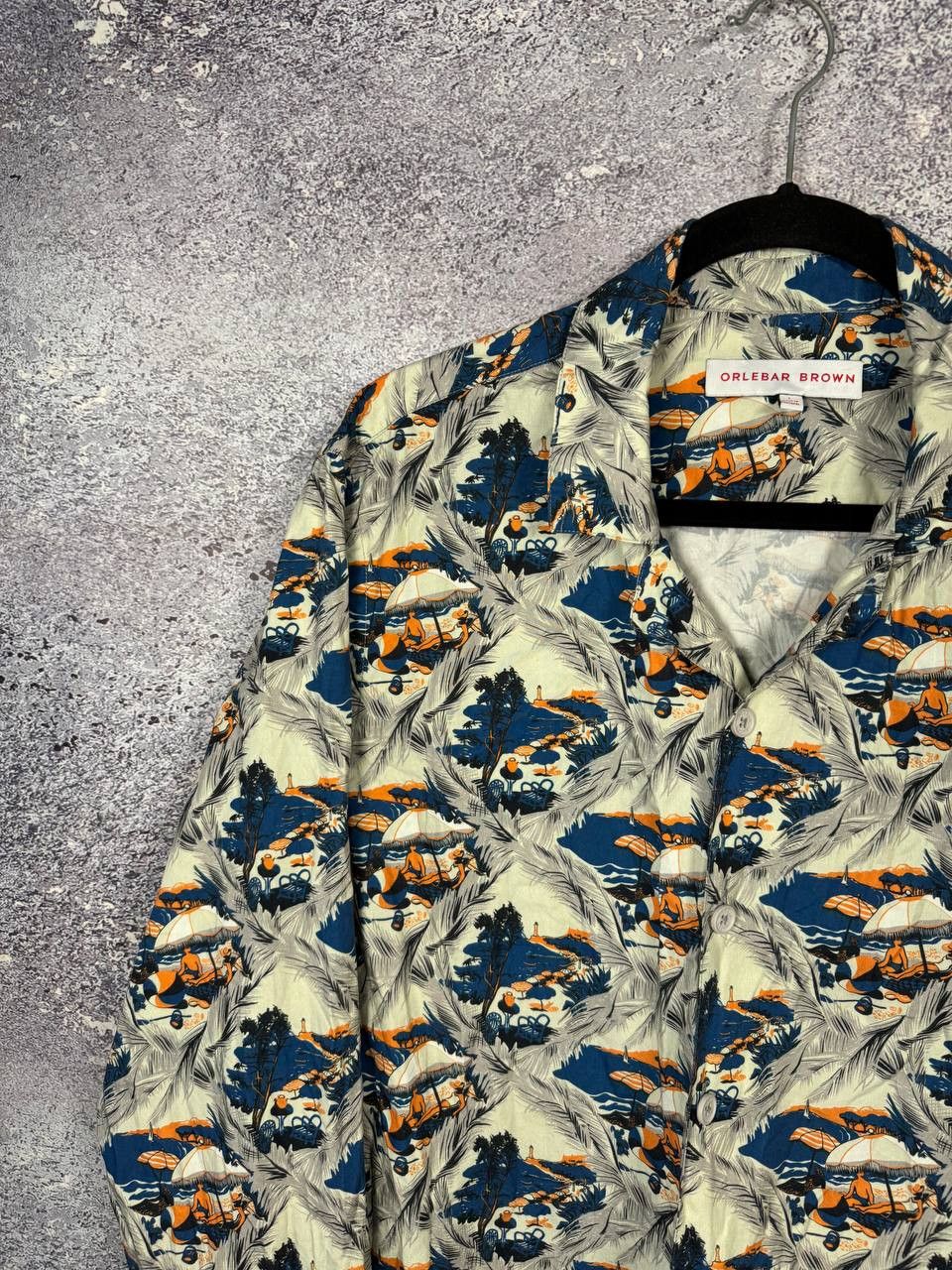 Orlebar Brown Orlebar Brown Shirt Men's Large Alloy Aqua Giles Print Size US L / EU 52-54 / 3 - 4 Thumbnail