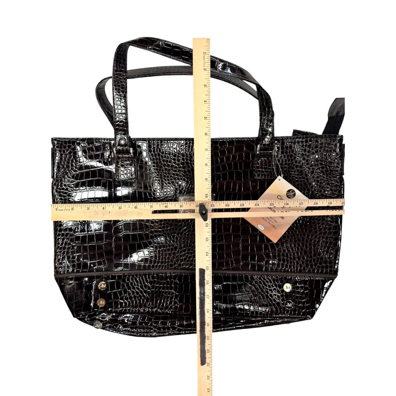 Crocs VINTAGE JM New York Luxury Tote Croc-embossed Faux Leather Black Bag NWT Size ONE SIZE - 4 Thumbnail
