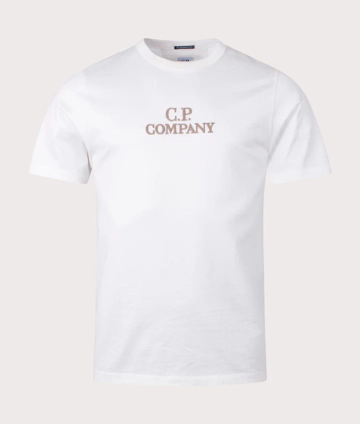 C.P. Company o1y1224 Logo Embroidered Crewneck T-Shirt in White Size US XS / EU 42 / 0 - 1 Thumbnail