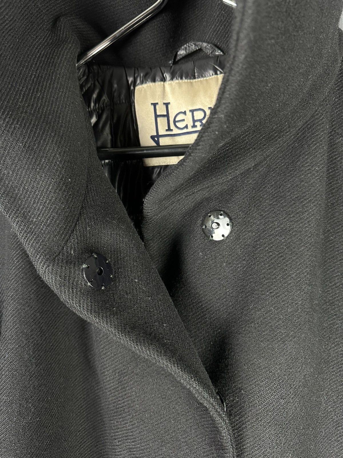 Herno × Vintage HERNO Vintage Women’s Black Short Sleeve Overcoat Designer Size L / US 10 / IT 46 - 9 Thumbnail
