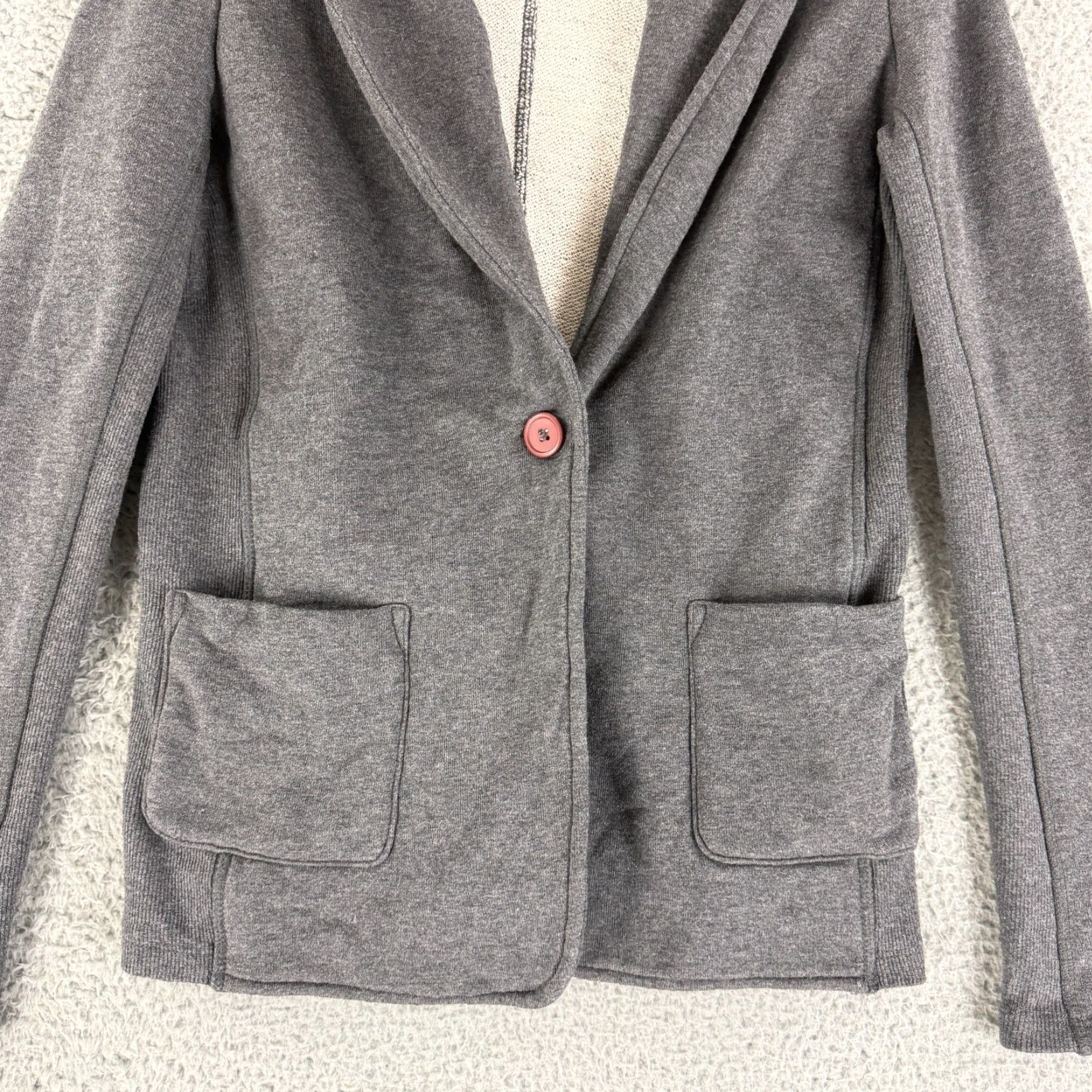 James Perse James Perse Shawl Collar Jacket Womens Large Gray Cotton Button Long Sleeve Size L / US 10 / IT 46 - 4 Thumbnail