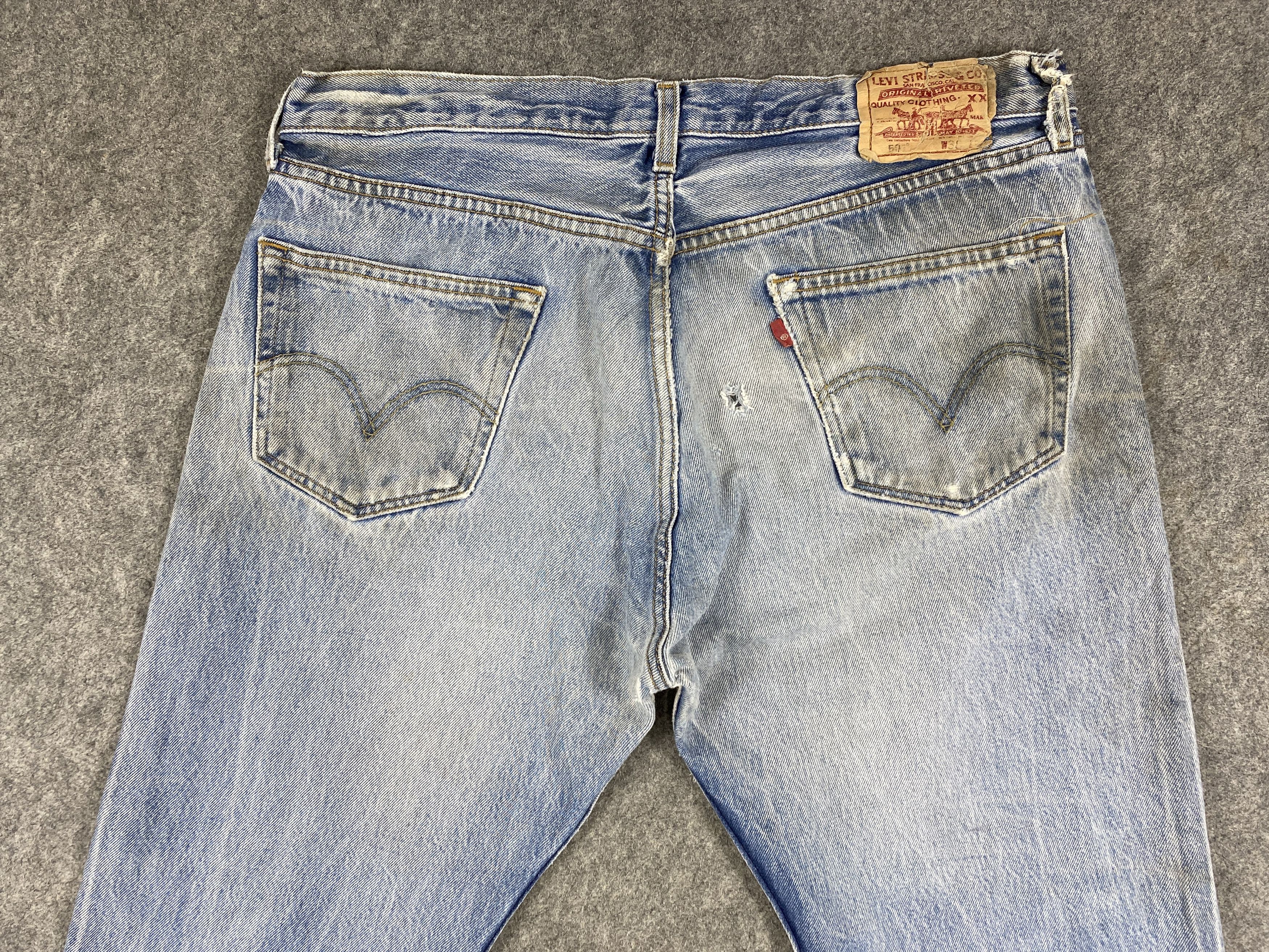 Japanese Brand Dirty Ripped Blue Vintage Levi's 501 36x29 Denim -JN2301 Size US 35 - 4 Thumbnail