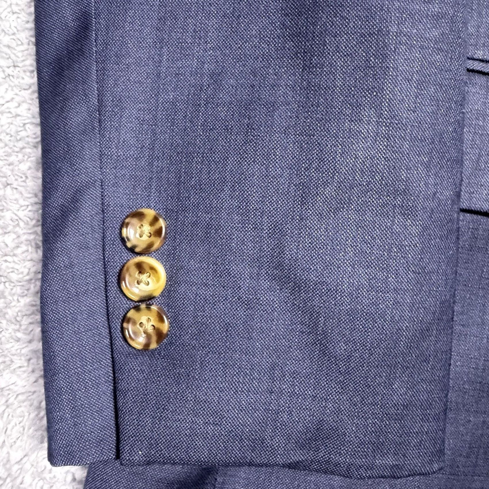 J.Crew J.CREW Thompson Blazer Mens 44L 100% Worsted Wool Slim Sport Coat Jacket Blue Solid Long Notch-Button 2-Button Size 44R - 3 Thumbnail