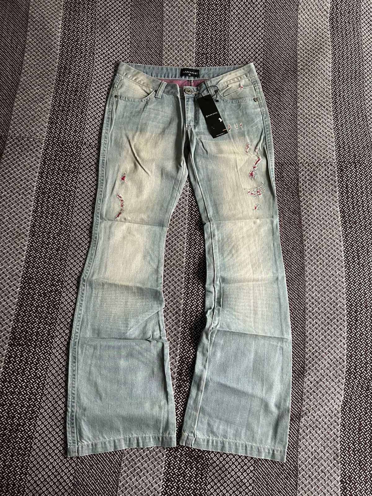 Vintage Vintage Savage Women Y2K Jeans Denim Faded Flare Pants Sz 46 Size 32" / US 10 / IT 46 - 1 Thumbnail