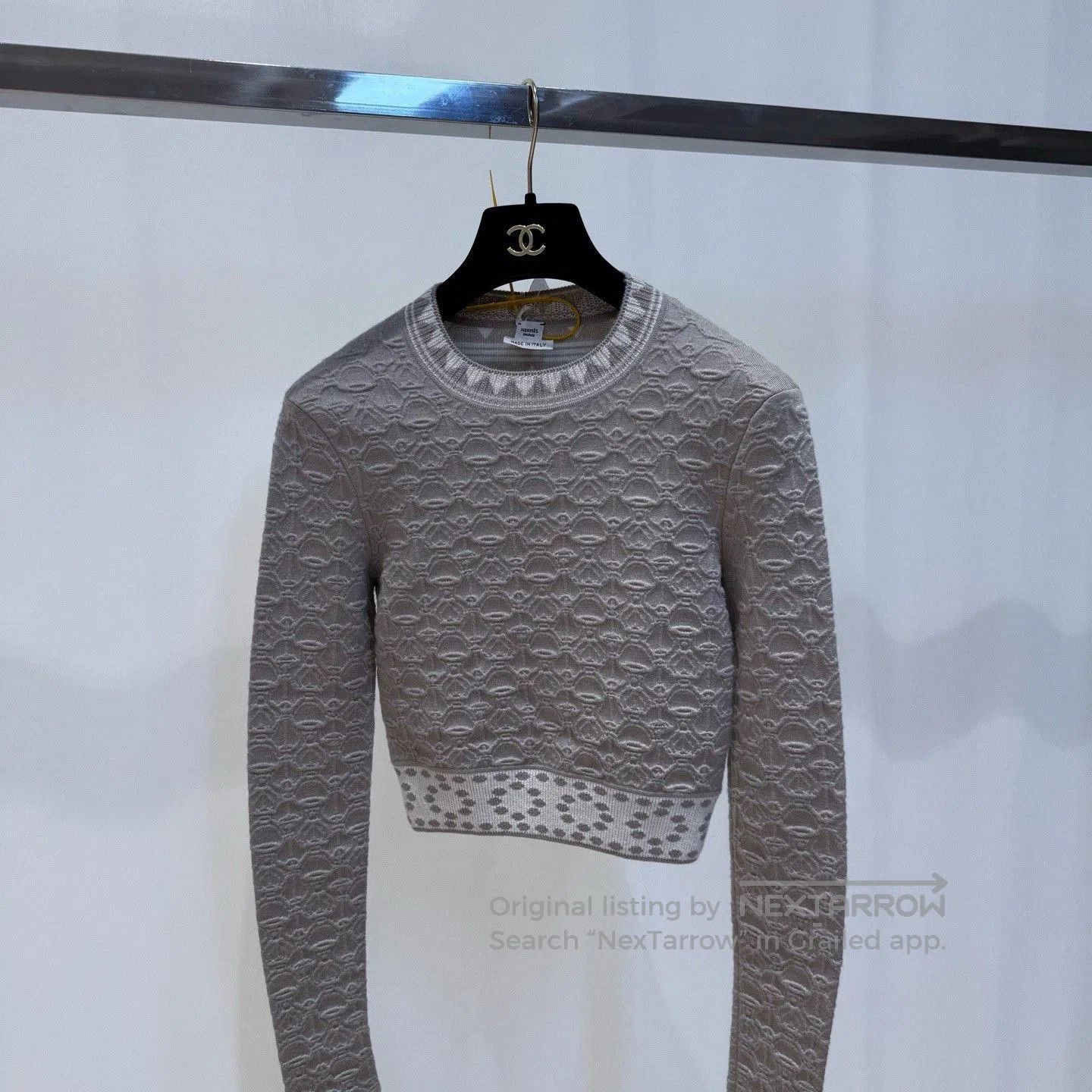 Hermes HERMES Beige Geometric Jacquard Sweater. Size XXS / US 00 / IT 34 - 2 Thumbnail