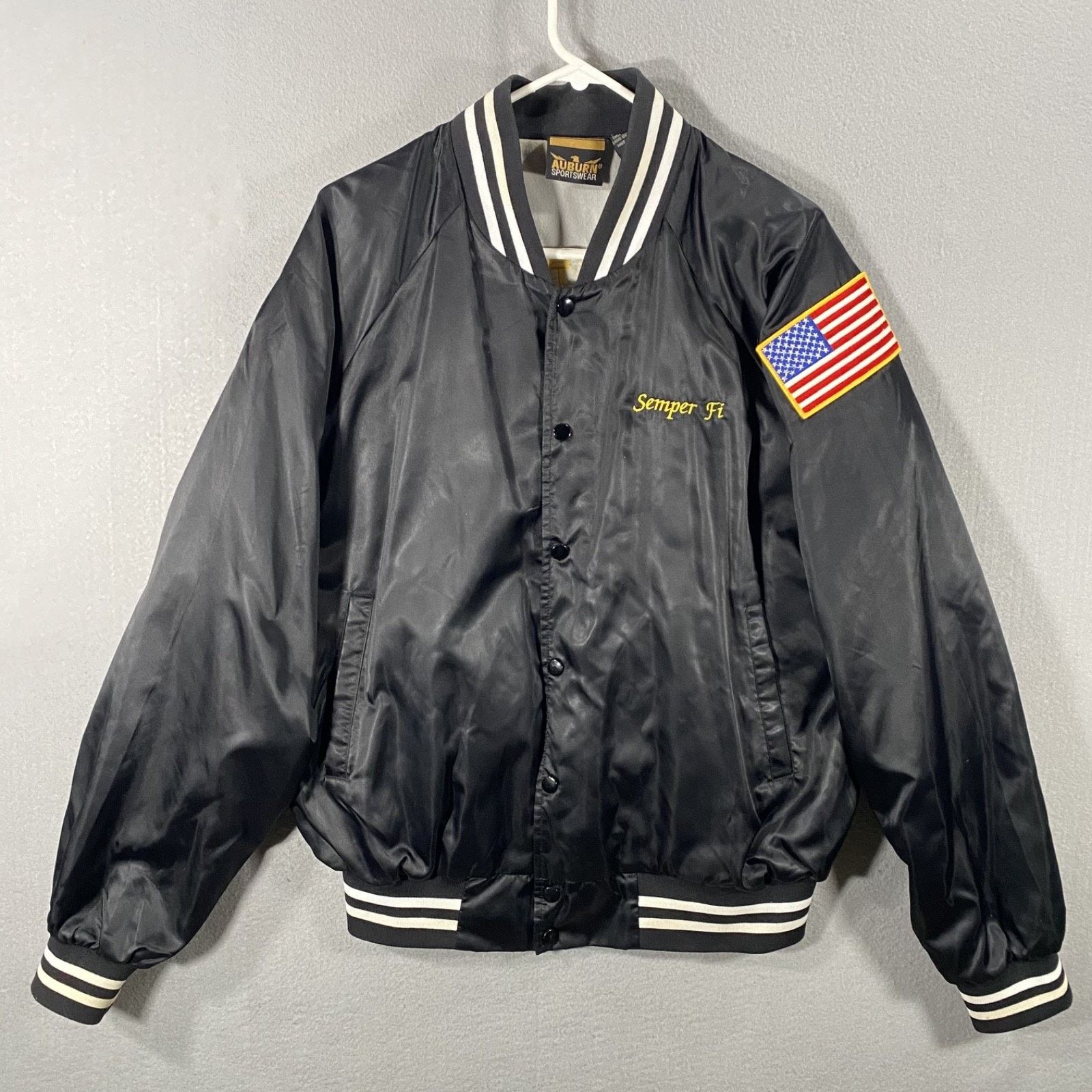 Auburn Sportswear Semper Fi The Few Proud Marines Blk Bomber Jacket Mens Large Size US L / EU 52-54 / 3 - 2 Thumbnail