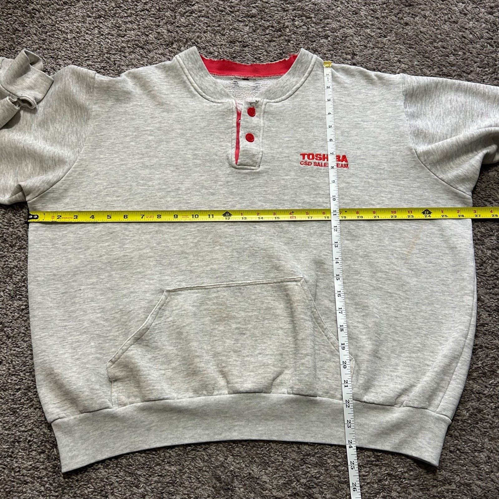 Vintage Vintage Thrashed Sweatshirt Henley Pullover Crewneck 80s 90s Size ONE SIZE - 6 Thumbnail