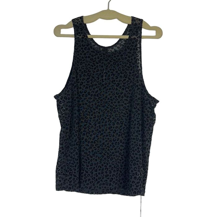 The Unbranded Brand ZYIA Active Semi Sheer Tank Top Black Leopard