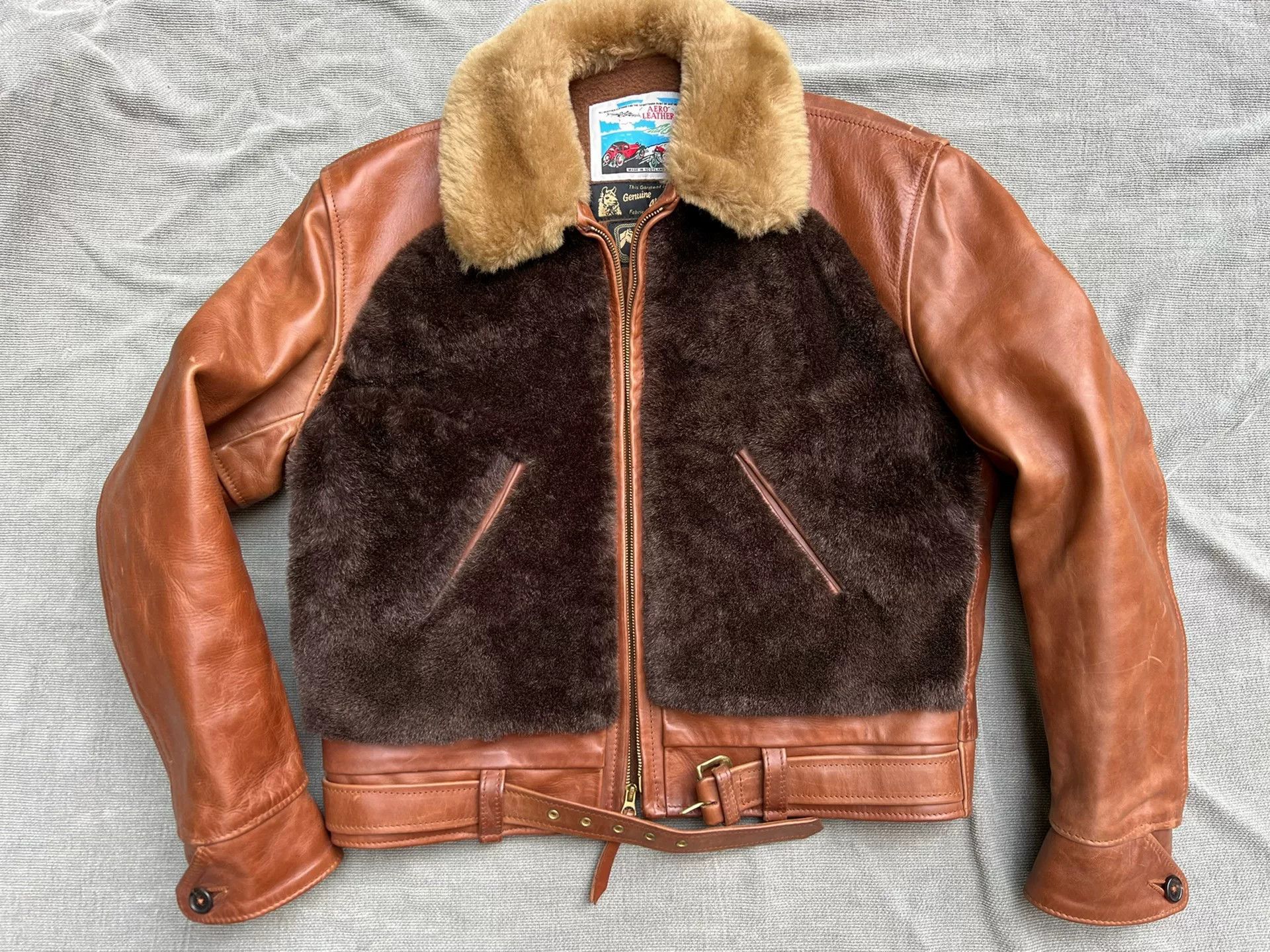 Aero Leathers Custom Brown Bear Jacket by Aero Leather Size US XS / EU 42 / 0 - 1 Thumbnail