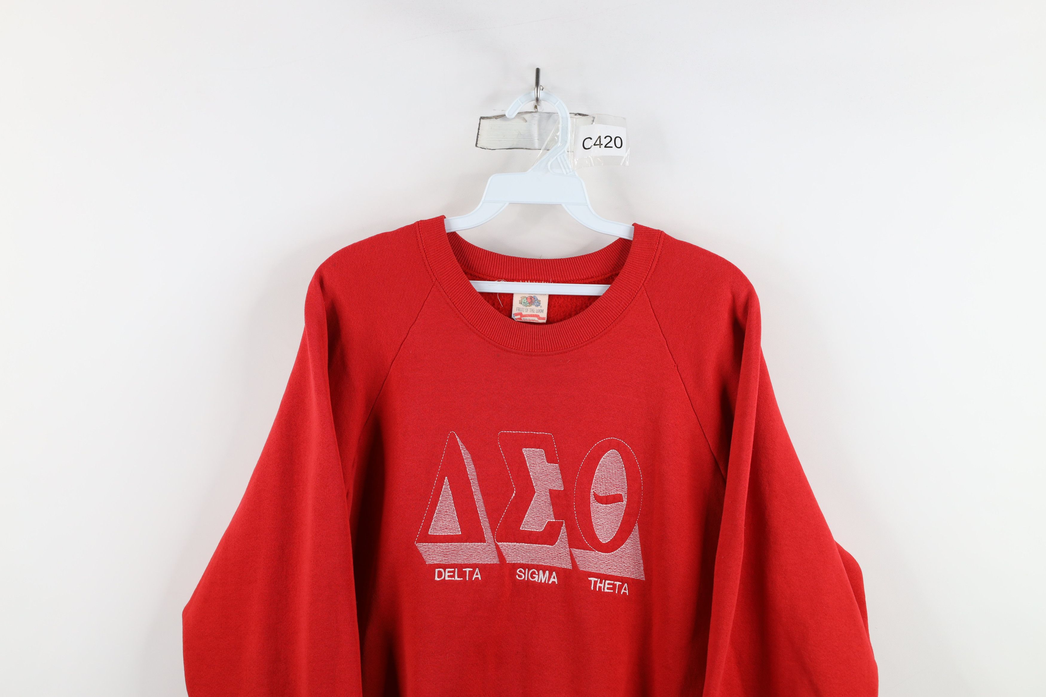 Vintage Vintage 90s Delta Sigma Theta Sorority Sweatshirt Red USA Size XL / US 12-14 / IT 48-50 - 2 Thumbnail