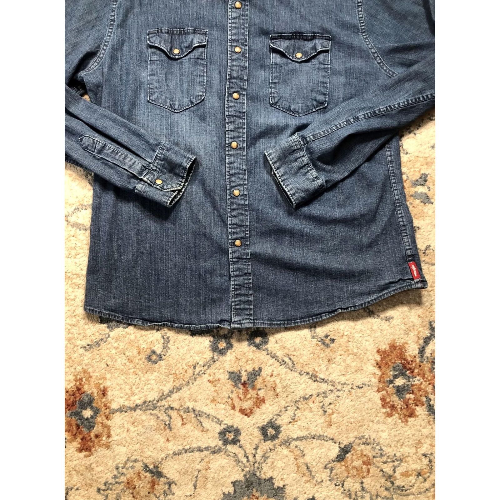 Wrangler VINTAGE Wrangler Shirt Mens XL Blue Denim Western Snap Front Long Sleeve Indigo Size US XL / EU 56 / 4 - 5 Thumbnail