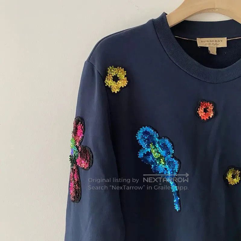 Burberry Burberry Spring Autumn Navy Blue Cotton Sweatshirt. Size M / US 6-8 / IT 42-44 - 3 Thumbnail