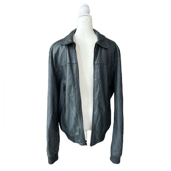 7Diamonds 7 Diamonds 100% Leather Bomber Jacket Slate Blue Men’s M Size US M / EU 48-50 / 2 - 2 Thumbnail