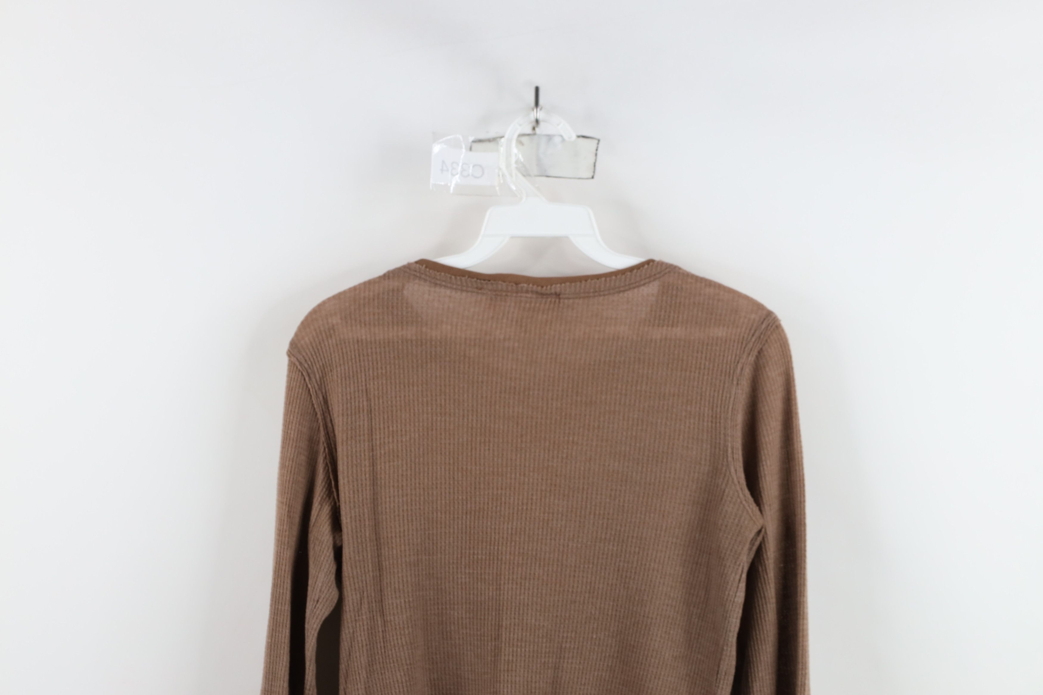 Vintage Vintage 90s Babydoll Thermal Waffle Knit T-Shirt Brown USA Size M / US 6-8 / IT 42-44 - 11 Thumbnail