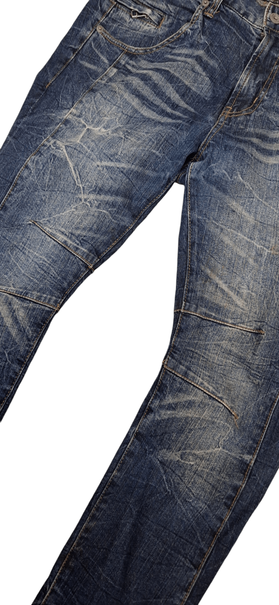 5351 POUR LES HOMMES × Le Grande Bleu (L.G.B.) 5351 Pour Les Femmes Zipper Whiskered Jeans Size 33" - 7 Thumbnail