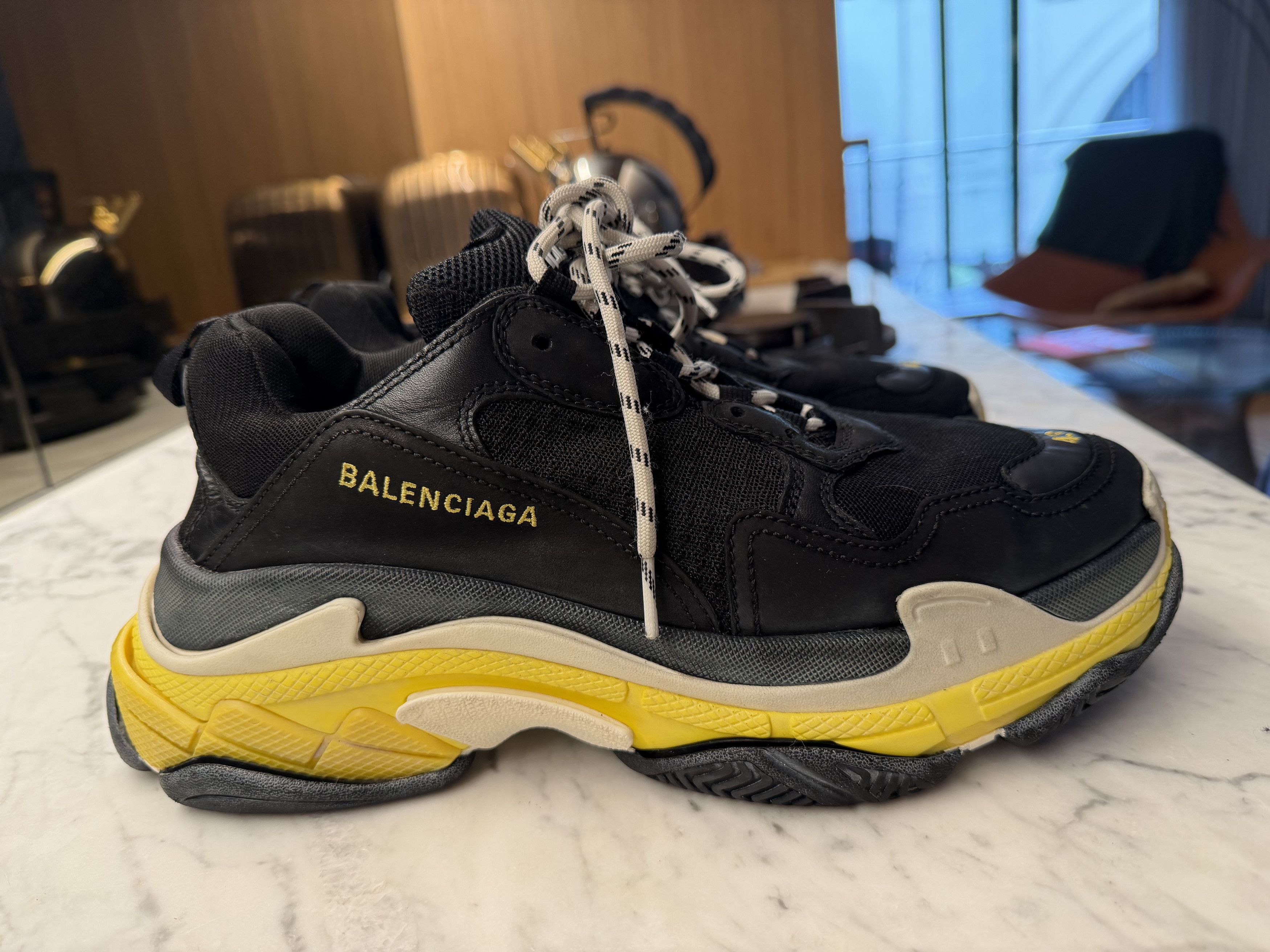 Balenciaga Balenciaga Black /Yellow Leather/Mesh Triple S Sneakers S43 Size US 10 / EU 43 - 2 Thumbnail