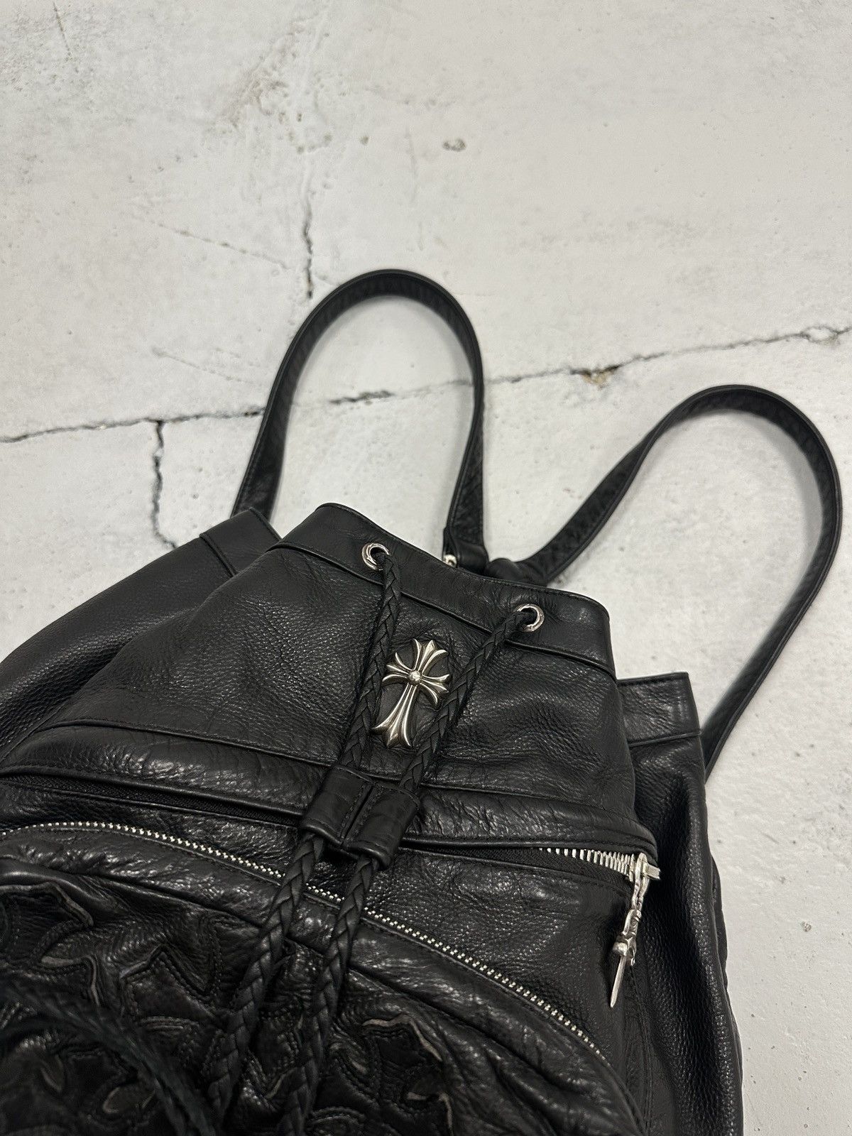 Chrome Hearts Chrome Hearts Flooded Leather Patch Drawstring Backpack Size ONE SIZE - 3 Thumbnail