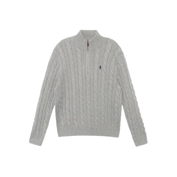 Polo Ralph Lauren Polo Ralph Lauren Gray Cable-Knit Quarter-Zip Sweater Size US XXL / EU 58 / 5 - 1 Thumbnail
