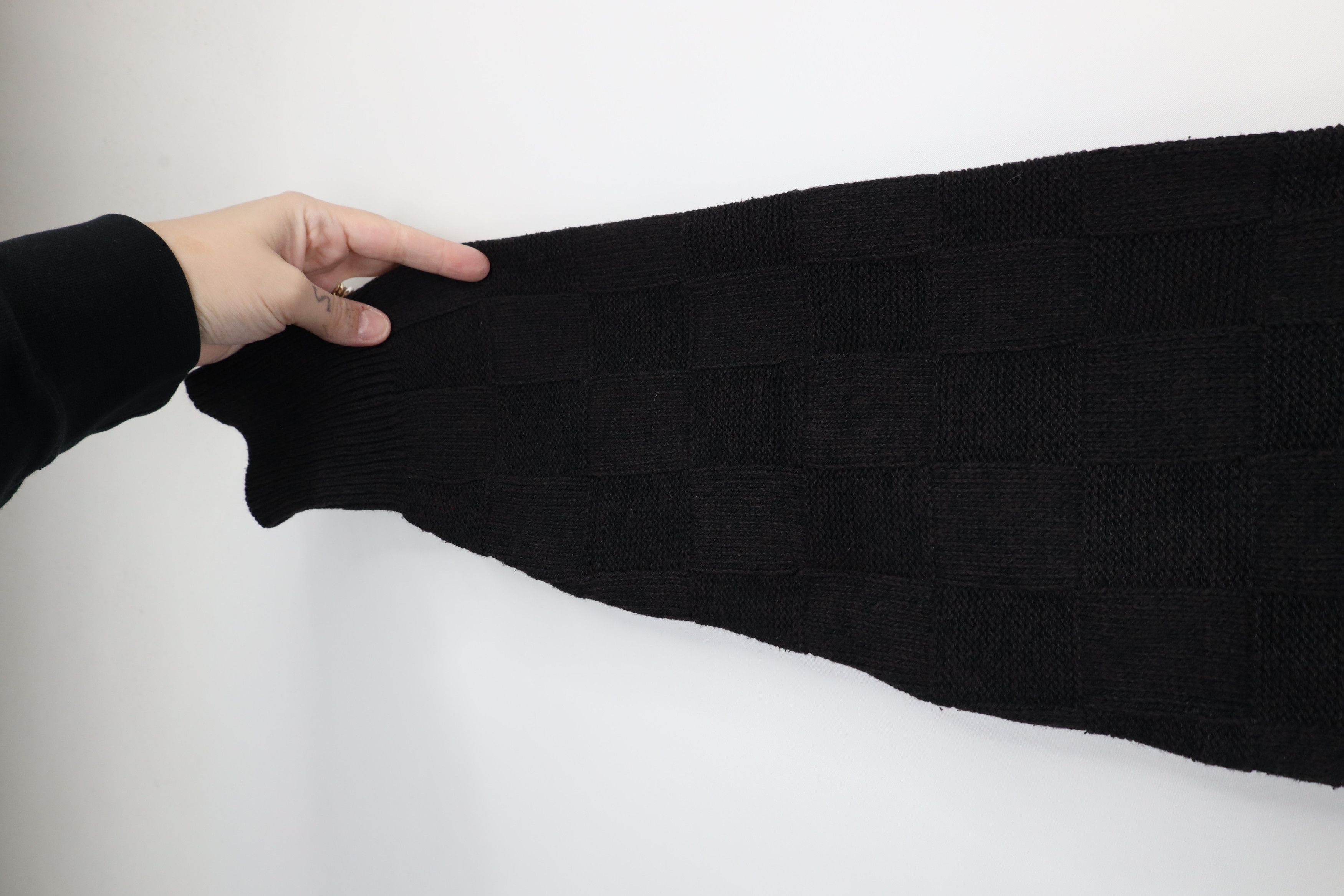 Vintage Vintage 90s Streetwear Checkered Blend Knit Sweater Black Size US M / EU 48-50 / 2 - 7 Thumbnail