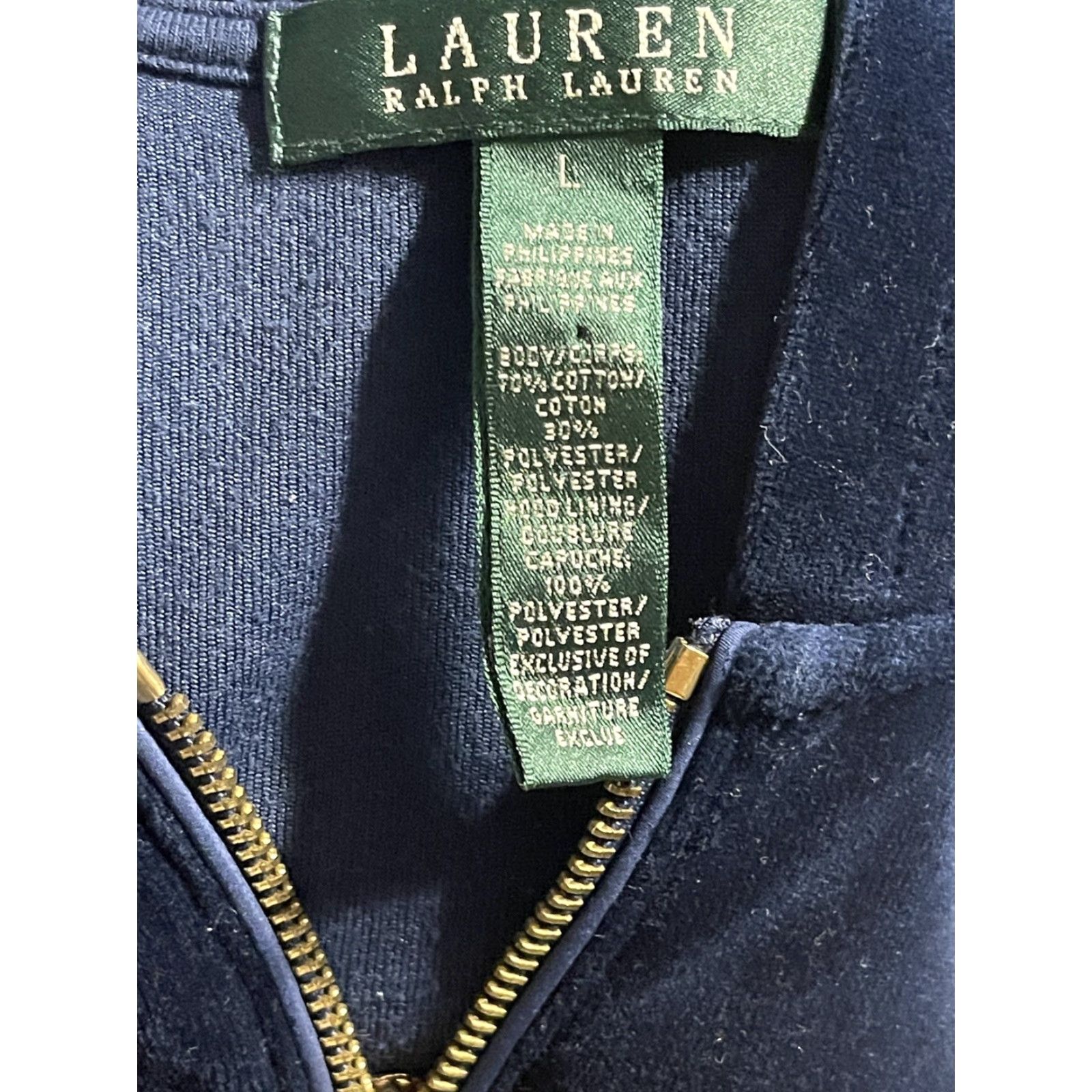 Ralph Lauren Lauren Ralph Lauren Velour Track Suit Jacket Women's Large Blue w/ Gold Full Zip Size L / US 10 / IT 46 - 5 Thumbnail