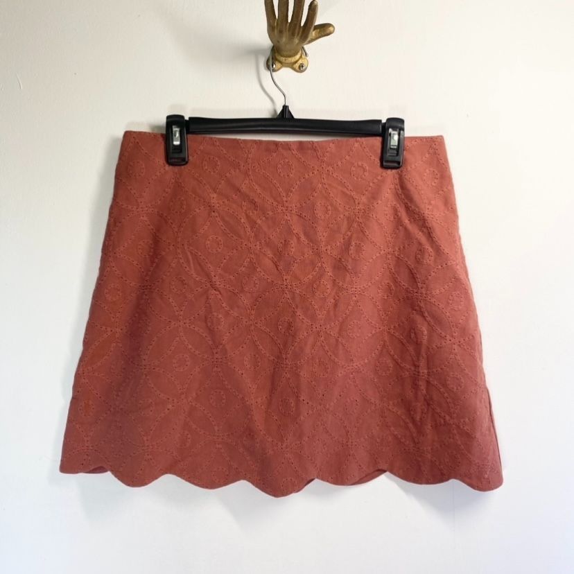 Other Altar'd State Rust Scalloped Hem Embroidered Skirt Size Larg Size 32" / US 10 / IT 46 - 1 Thumbnail
