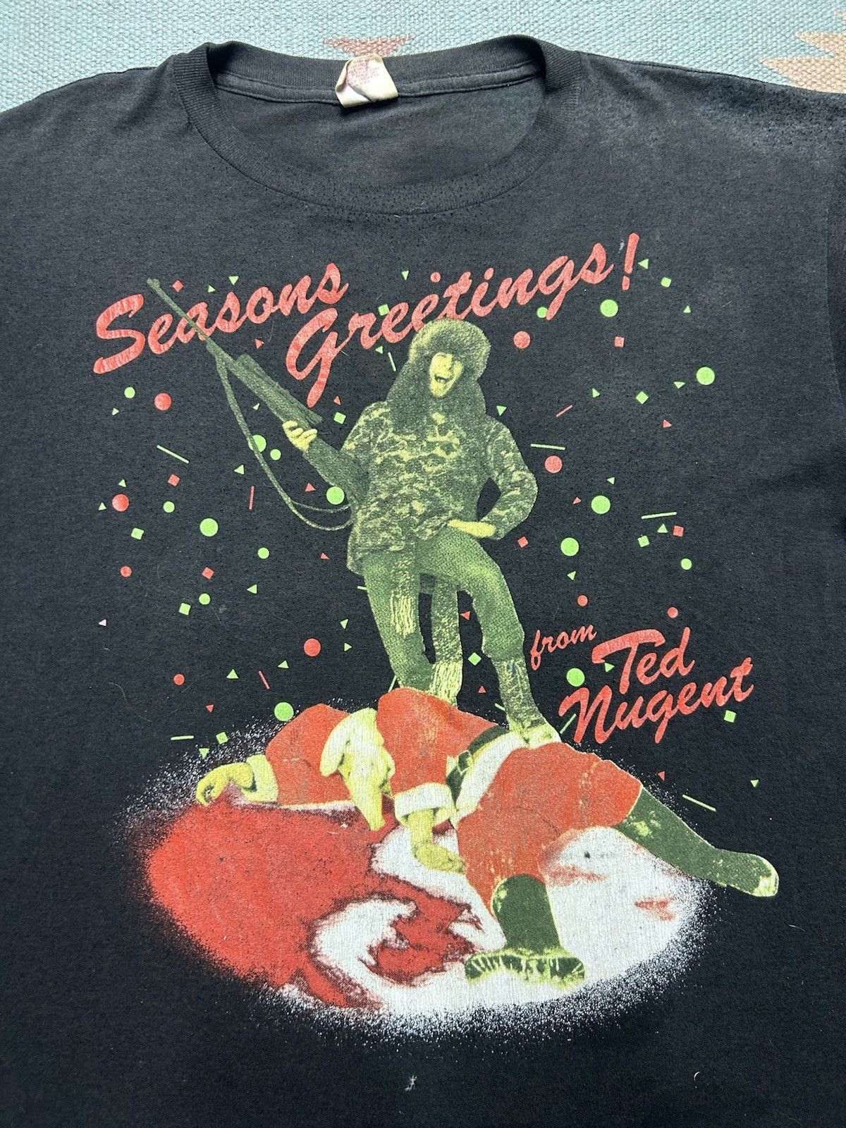 Vintage 90s t shirt Ted nugent seasons greetings Christmas Santa L Size US L / EU 52-54 / 3 - 2 Thumbnail