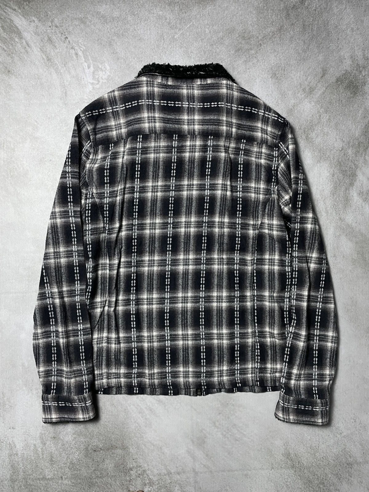 14th Addiction 2000’s Omkoe - Vkei Style Plaid Trim Fur Jacket Size US M / EU 48-50 / 2 - 14 Thumbnail