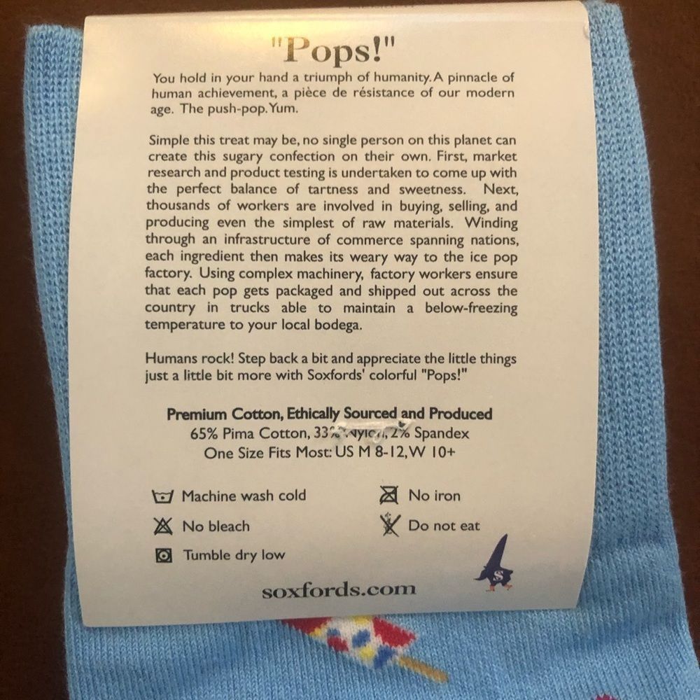 Other Soxfords Socks Pops! Popscicles Novelty Socks M 8-12 NEW Size ONE SIZE - 4 Thumbnail