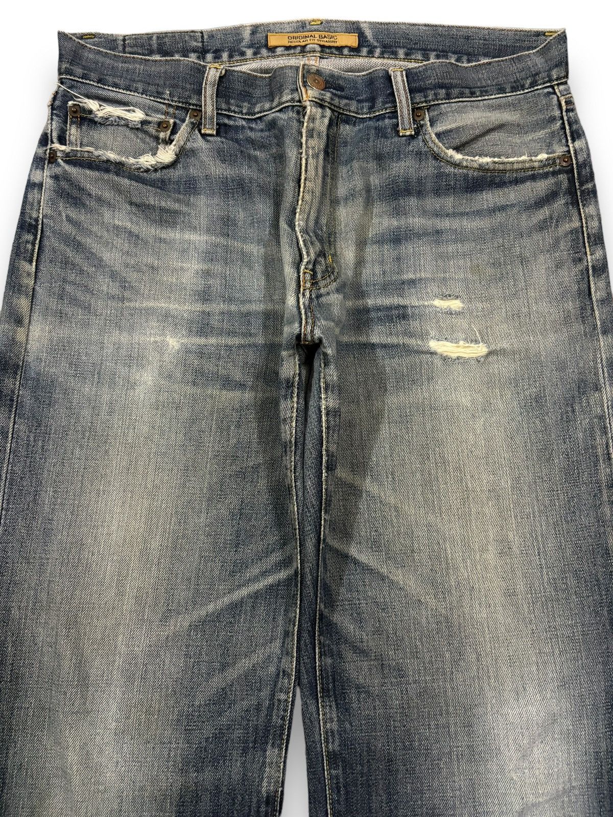 Jun Takahashi × Uniqlo × Vintage Vintage Uniqlo S002 Baggy Blue Washed Distressed Jeans Size US 34 / EU 50 - 3 Thumbnail